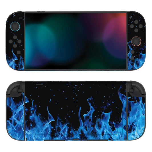 PlayVital Custom Full Set Protective Skin Decal for Nintendo Switch 2 (2025) Console & Joycon - Blue Flame PlayVital