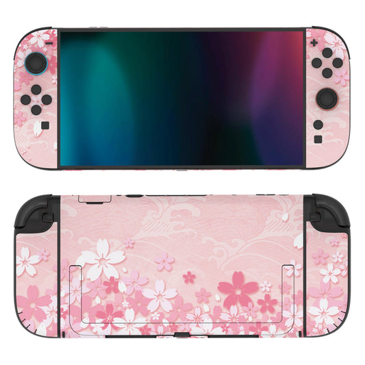 PlayVital Custom Full Set Protective Skin Decal for Nintendo Switch 2 (2025) Console & Joycon - Cherry Blossoms Petals PlayVital
