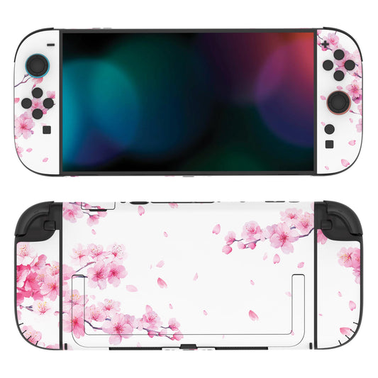 PlayVital Custom Full Set Protective Skin Decal for Nintendo Switch 2 (2025) Console & Joycon - Cherry Blossoms Petals A PlayVital