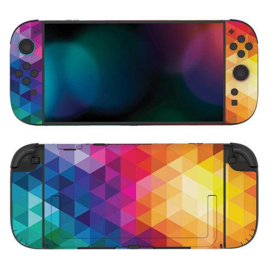 PlayVital Custom Full Set Protective Skin Decal for Nintendo Switch 2 (2025) Console & Joycon - Colorful Triangle PlayVital