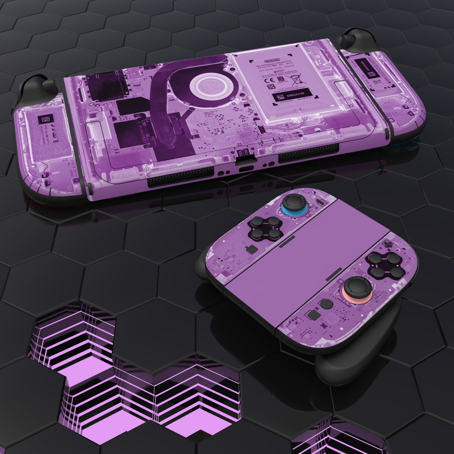 PlayVital Custom Full Set Protective Skin Decal for Nintendo Switch 2 (2025) Console & Joycon - Purple Tear Down PlayVital