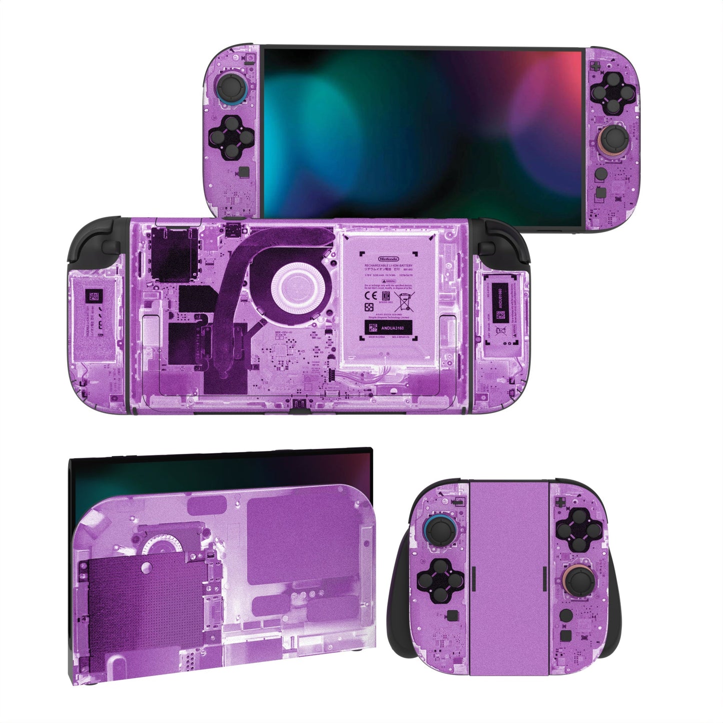 PlayVital Custom Full Set Protective Skin Decal for Nintendo Switch 2 (2025) Console & Joycon - Purple Tear Down PlayVital