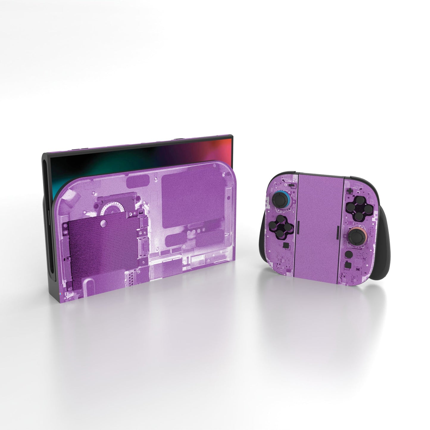 PlayVital Custom Full Set Protective Skin Decal for Nintendo Switch 2 (2025) Console & Joycon - Purple Tear Down PlayVital