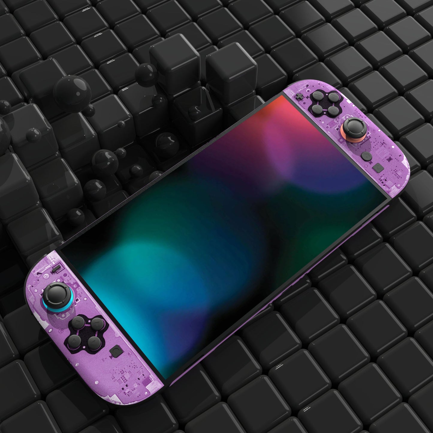 PlayVital Custom Full Set Protective Skin Decal for Nintendo Switch 2 (2025) Console & Joycon - Purple Tear Down PlayVital