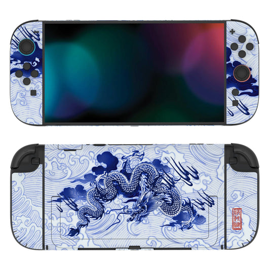 PlayVital Custom Full Set Protective Skin Decal for Nintendo Switch 2 (2025) Console & Joycon - Qinghua Porcelain Style PlayVital