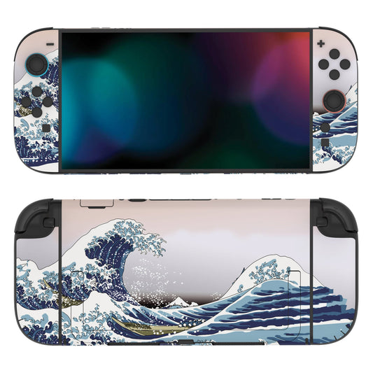 PlayVital Custom Full Set Protective Skin Decal for Nintendo Switch 2 (2025) Console & Joycon - The Great Wave PlayVital