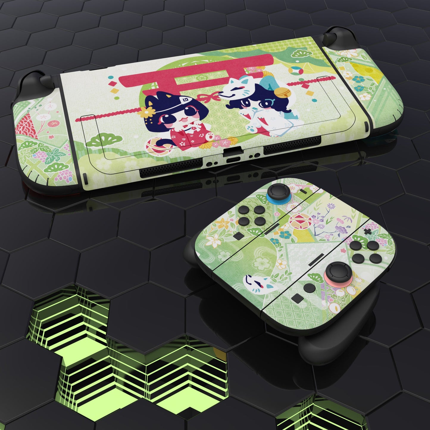PlayVital Custom Full Set Protective Skin Decal for Nintendo Switch 2 (2025) Console & Joycon - Wishing Shrine PlayVital