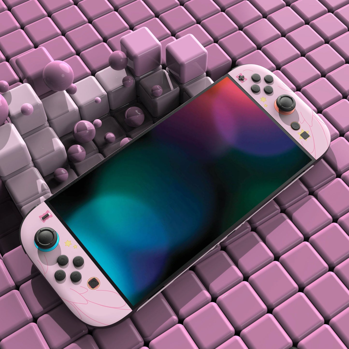 PlayVital Custom Magic Wings Full Set Protective Skin Decal for Nintendo Switch 2 (2025) Console & Joycon - Pink PlayVital