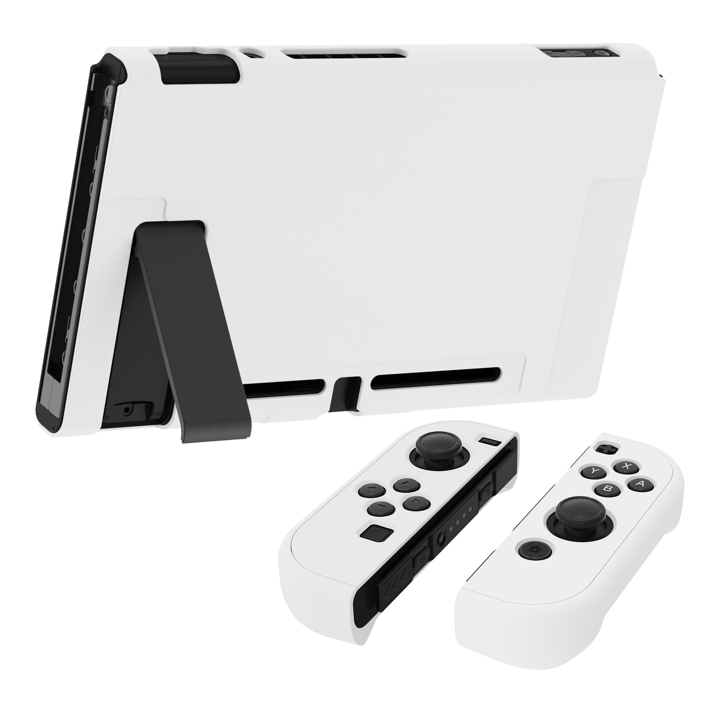 PlayVital Customized Dockable Hard Shell Protective Case for Nintendo Switch Console - White PlayVital