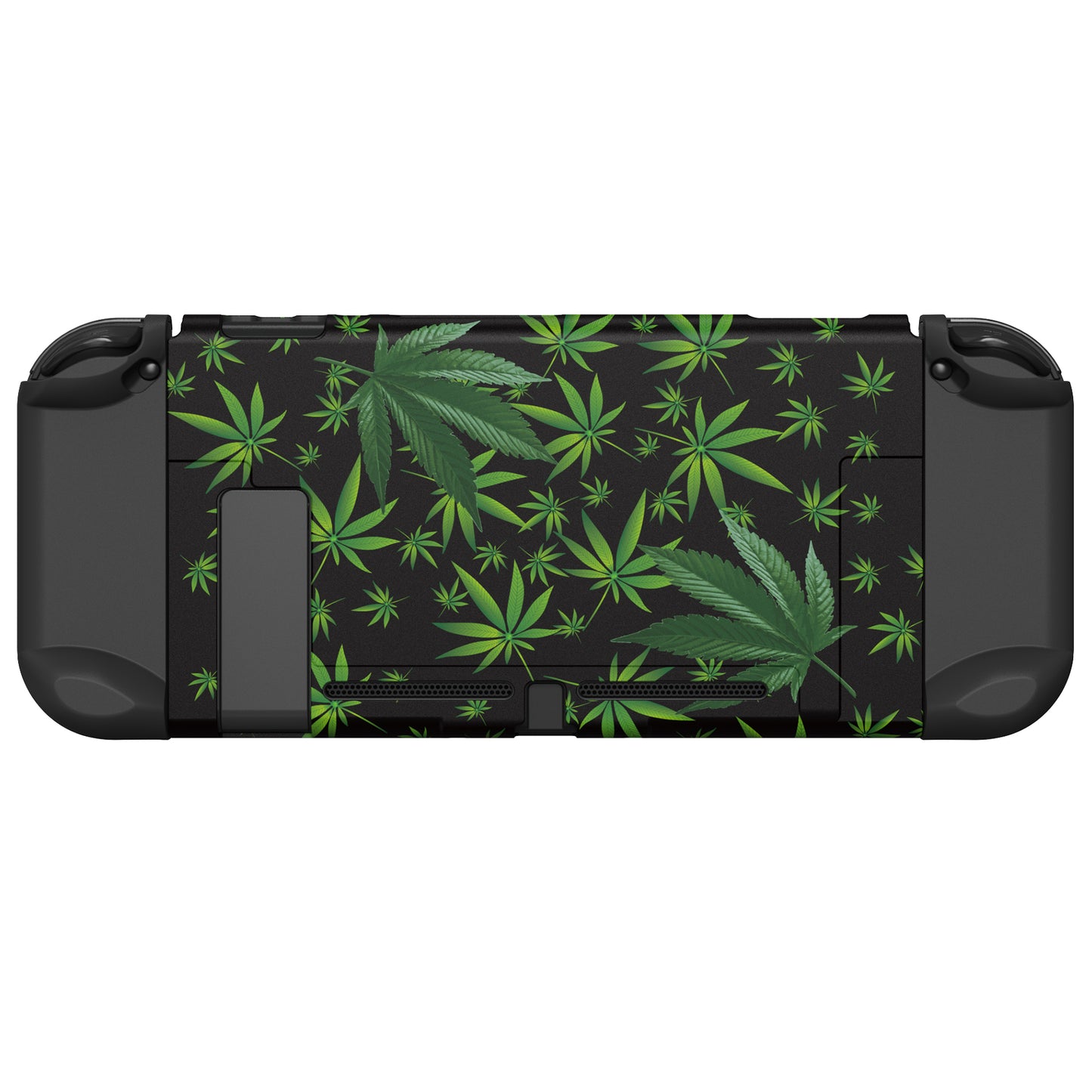 PlayVital Customized Dockable Hard Shell Protective Case with Colorful ABXY Direction Button Caps for Nintendo Switch Console - Green Weeds PlayVital