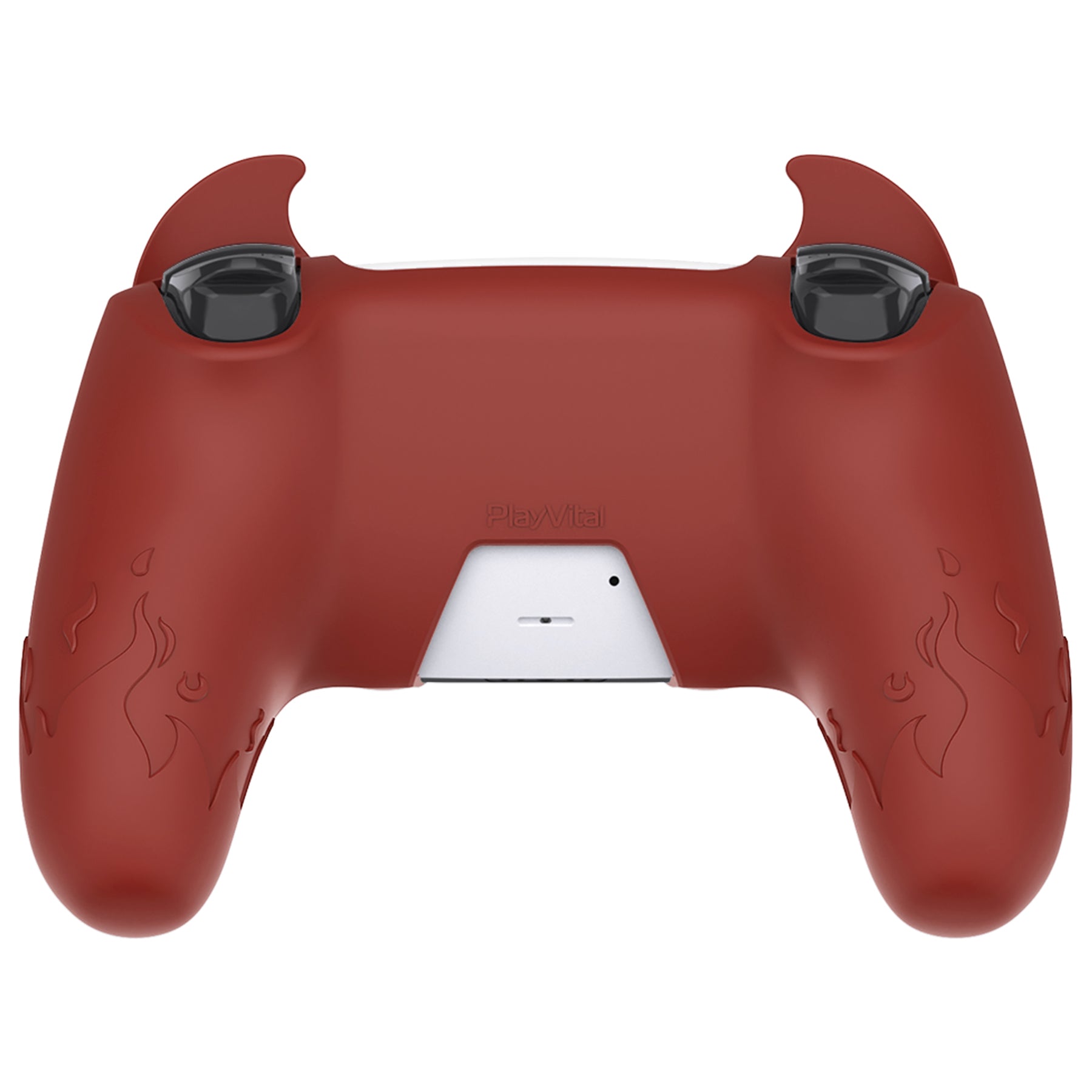 PlayVital Cute Demon Controller Silicone Case with Thumb Grips for PS5 Wireless Controller, Compatible with Charging Station - Red - DEPFP005 PlayVital