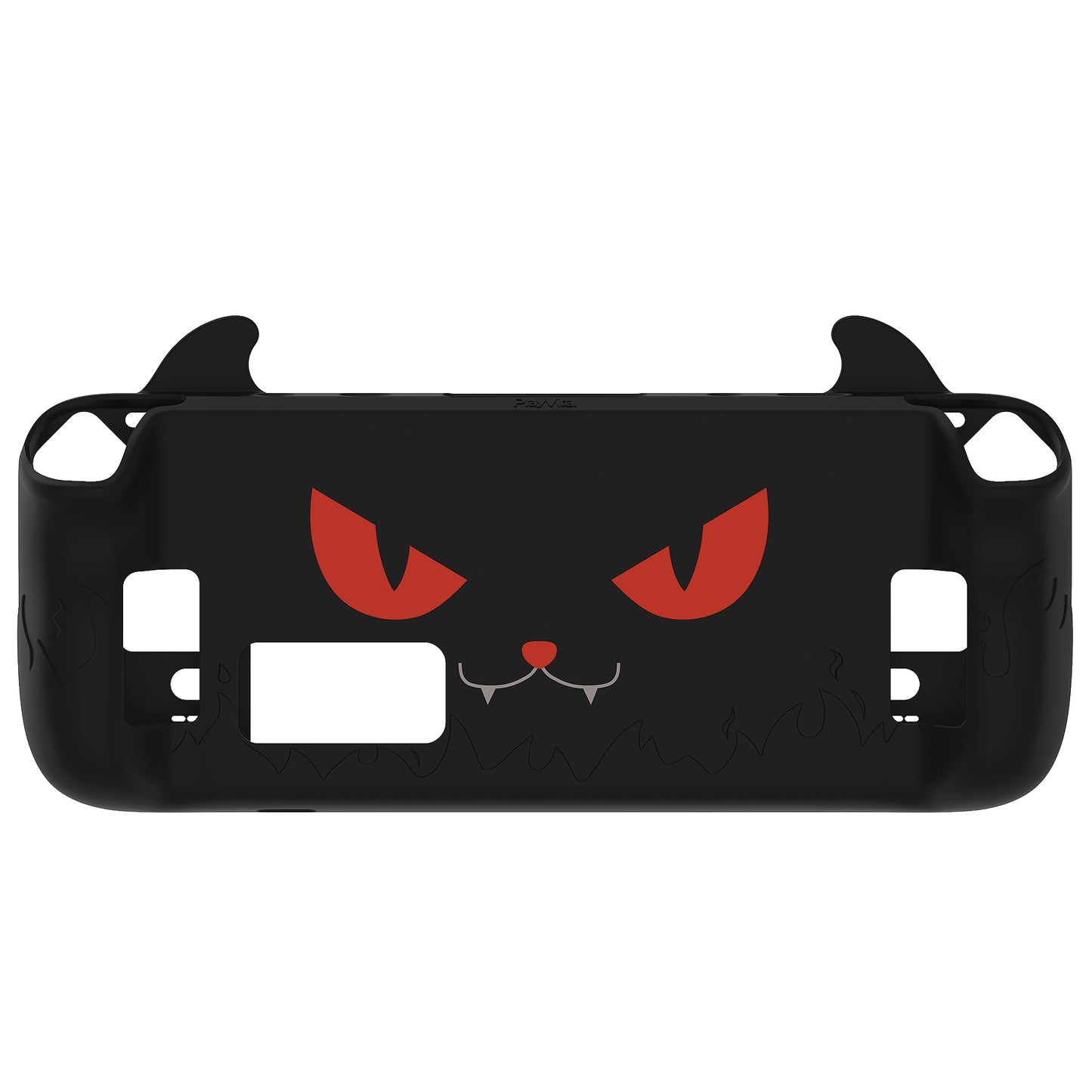 PlayVital Cute Demon Protective Case with Thumb Grip Caps & Trackpads Stickers & Back Button Enhancement Set for Steam Deck LCD & OLED - Black