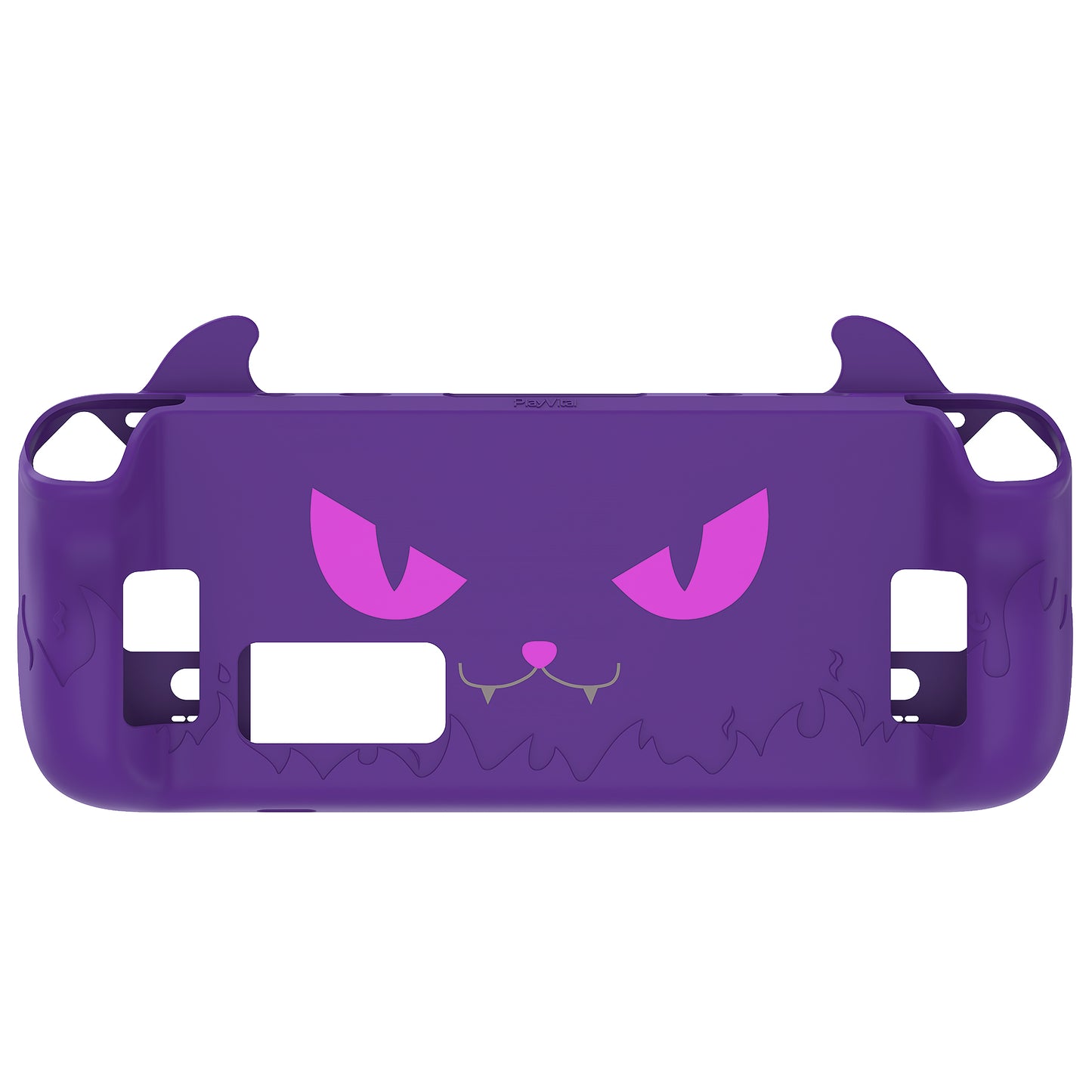 PlayVital Cute Demon Protective Case with Thumb Grip Caps & Trackpads Stickers & Back Button Enhancement Set for Steam Deck LCD & OLED - Purple