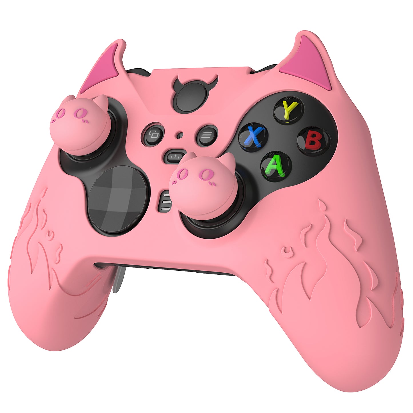 PlayVital Cute Demon Silicone Case Cover with Thumb Grips Caps for Xbox Elite Series 2 Controller & Xbox Elite Series 2 Core Controller - Black - UQNE2P005 PlayVital