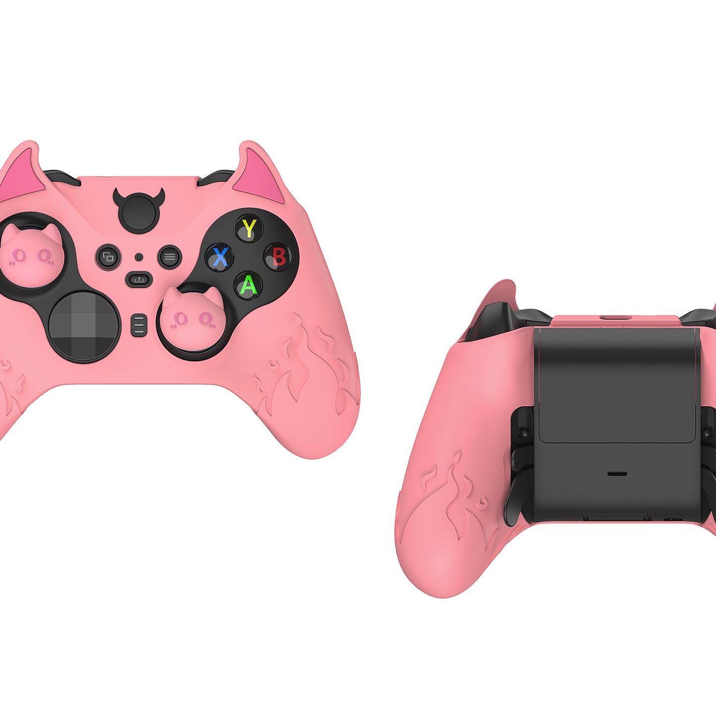PlayVital Cute Demon Silicone Case Cover with Thumb Grips Caps for Xbox Elite Series 2 Controller & Xbox Elite Series 2 Core Controller - Black - UQNE2P005 PlayVital