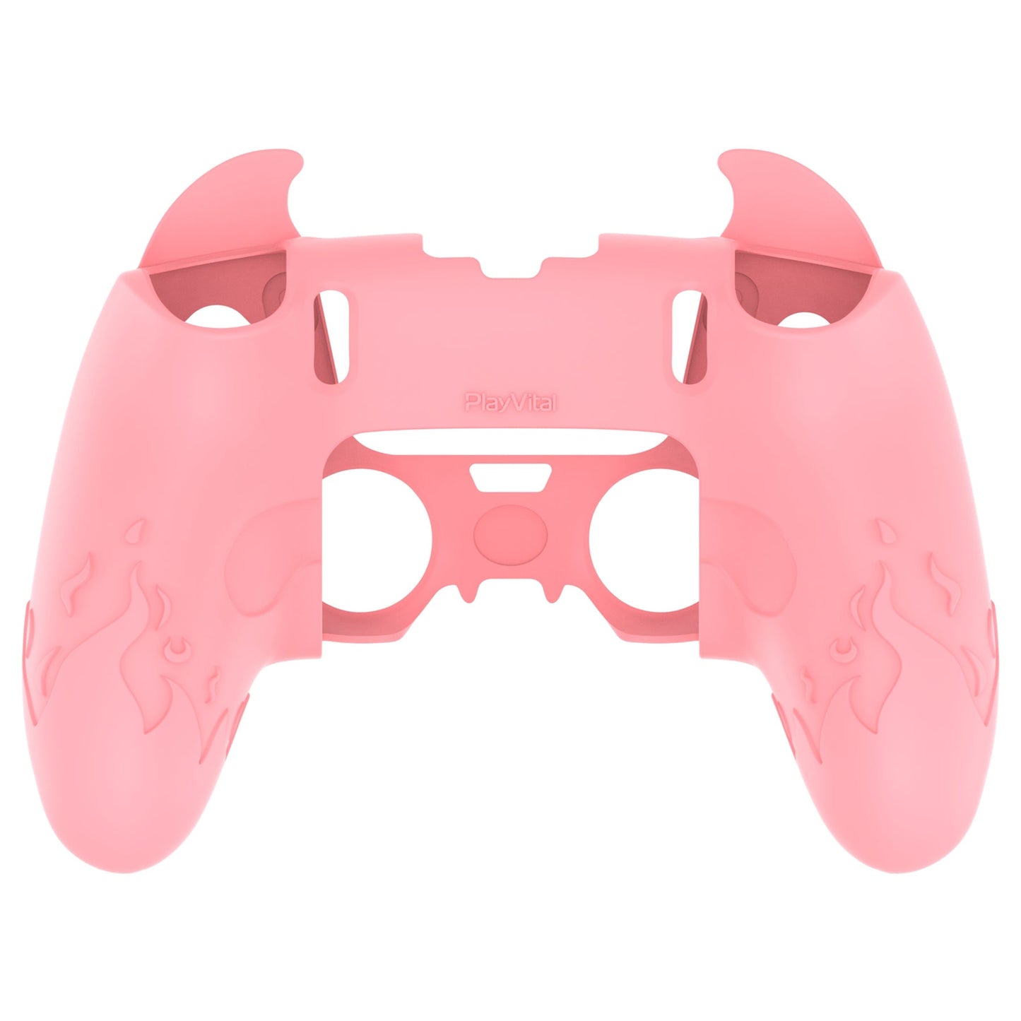 PlayVital Cute Demon Silicone Case with Touch Pad Sticker & Thumb Grip Caps for PS5 Edge Controller - Pink PlayVital
