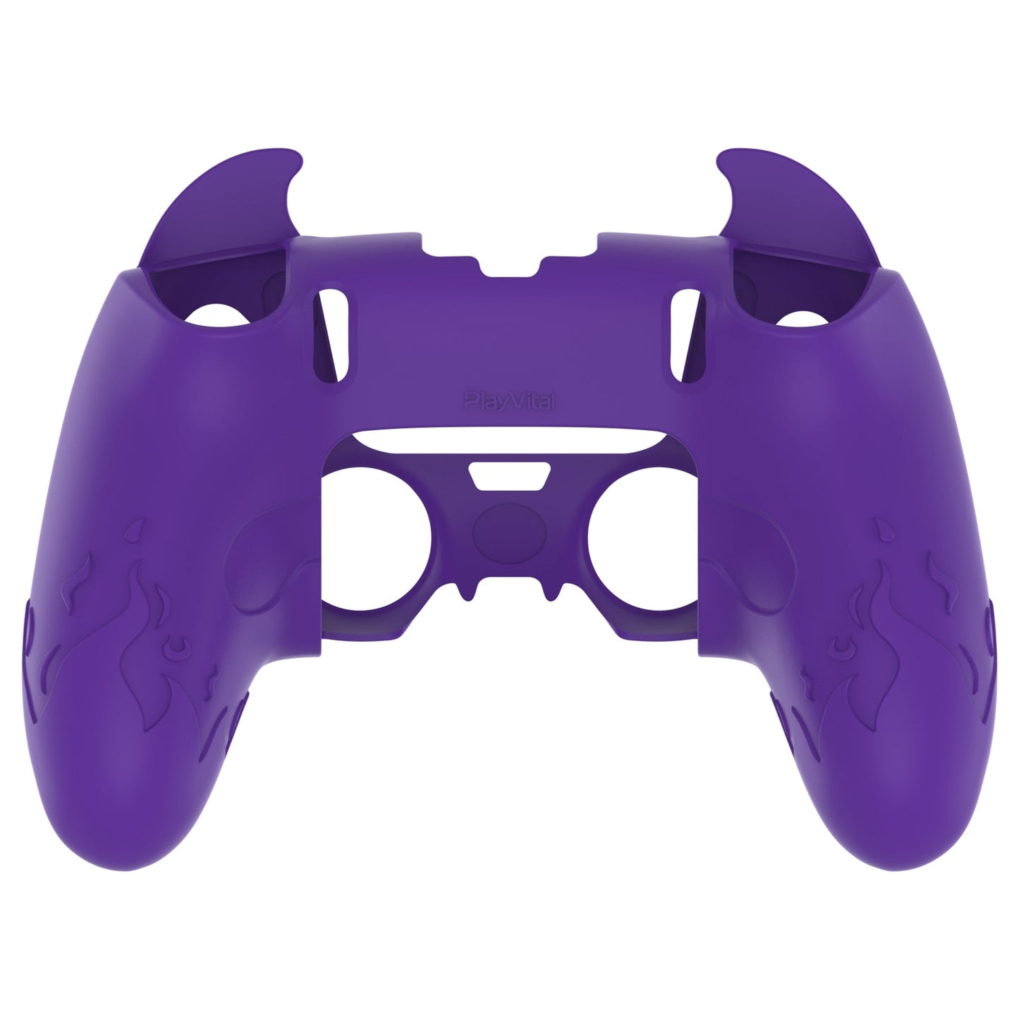 PlayVital Cute Demon Silicone Case with Touch Pad Sticker & Thumb Grip Caps for PS5 Edge Controller - Purple PlayVital