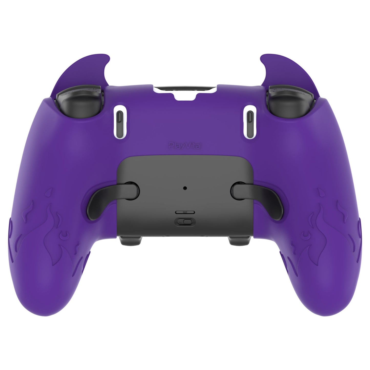 PlayVital Cute Demon Silicone Case with Touch Pad Sticker & Thumb Grip Caps for PS5 Edge Controller - Purple PlayVital