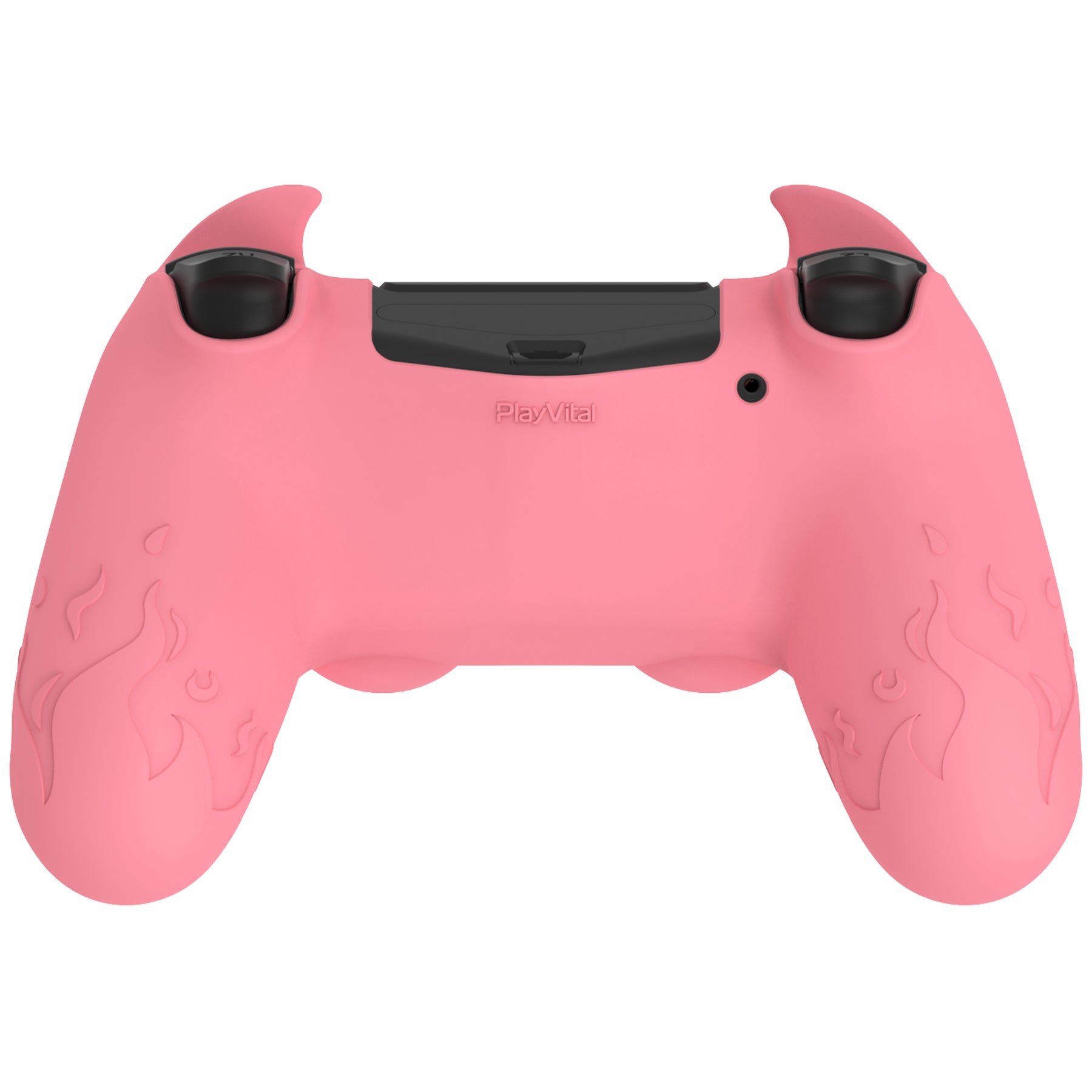 PlayVital Cute Demon Silicone Cover Grip Protector with Thumb Grips & Stickers for PS4 Controller - Pink PlayVital