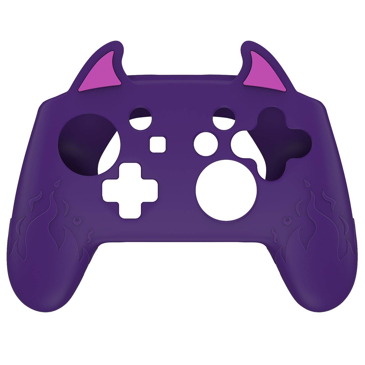 PlayVital Cute Demon Silicone Grip Cover with Thumb Grips and Stickers for Nintendo Switch Pro Controller - Purple PlayVital