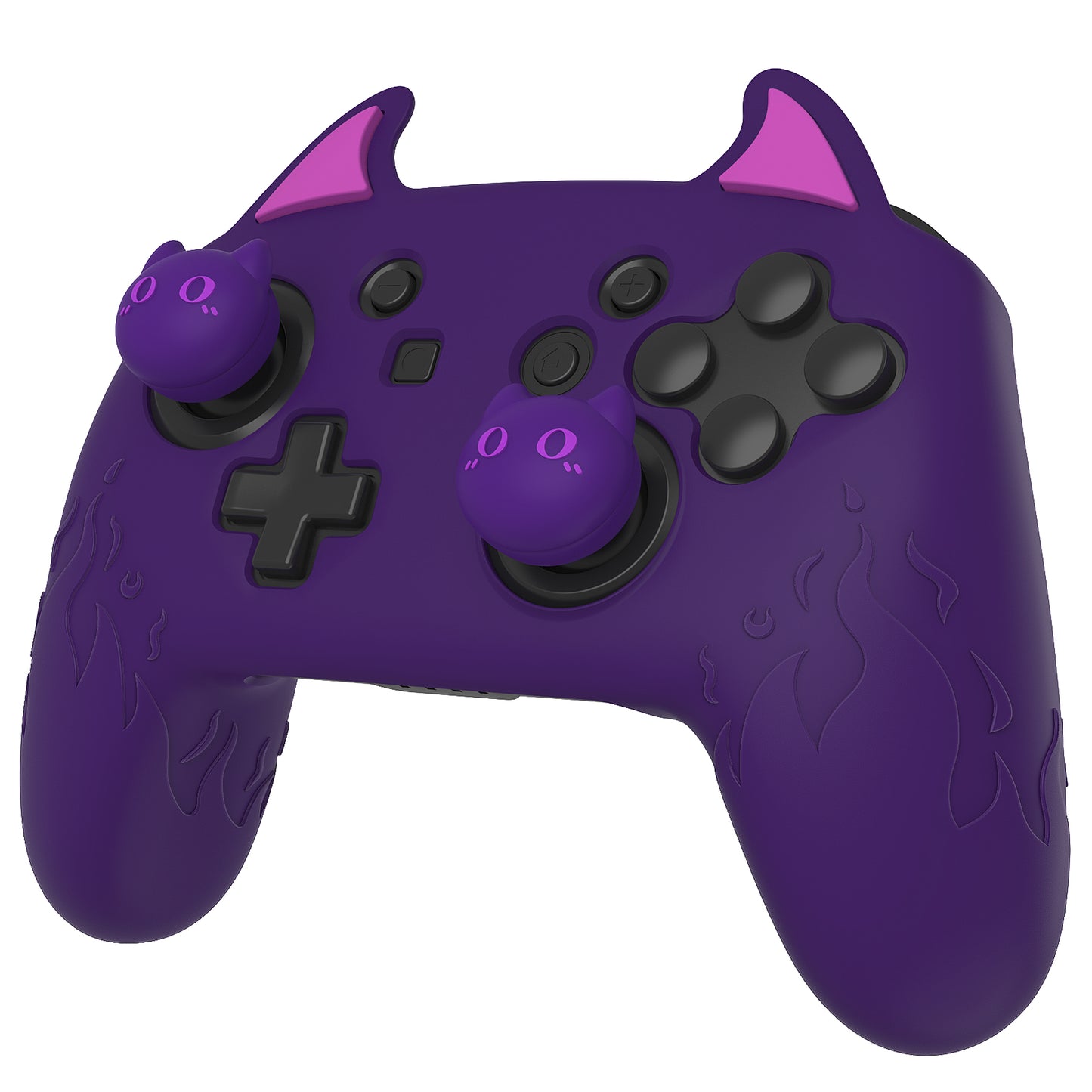 PlayVital Cute Demon Silicone Grip Cover with Thumb Grips and Stickers for Nintendo Switch Pro Controller - Purple PlayVital