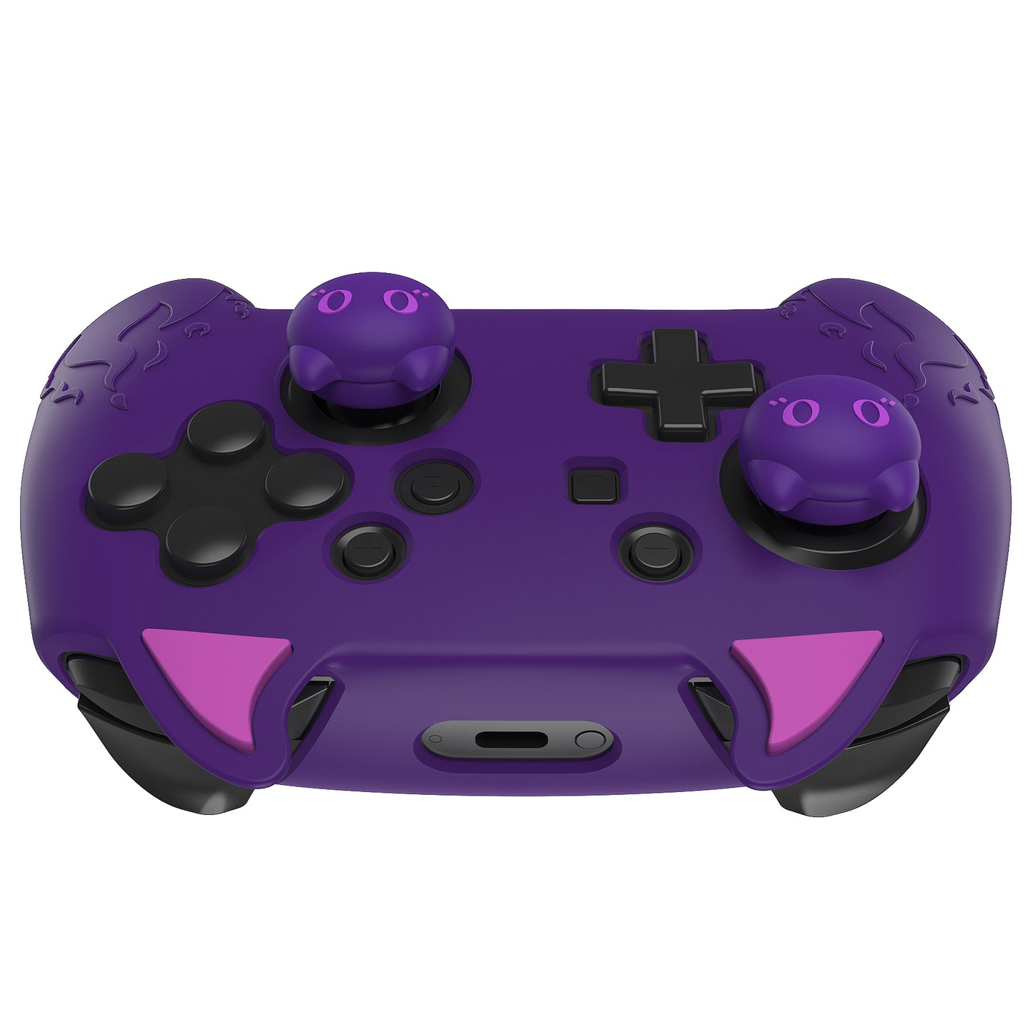 PlayVital Cute Demon Silicone Grip Cover with Thumb Grips and Stickers for Nintendo Switch Pro Controller - Purple PlayVital
