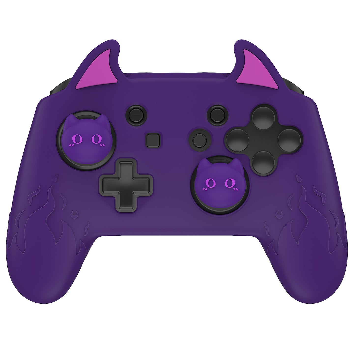 PlayVital Cute Demon Silicone Grip Cover with Thumb Grips and Stickers for Nintendo Switch Pro Controller - Purple PlayVital