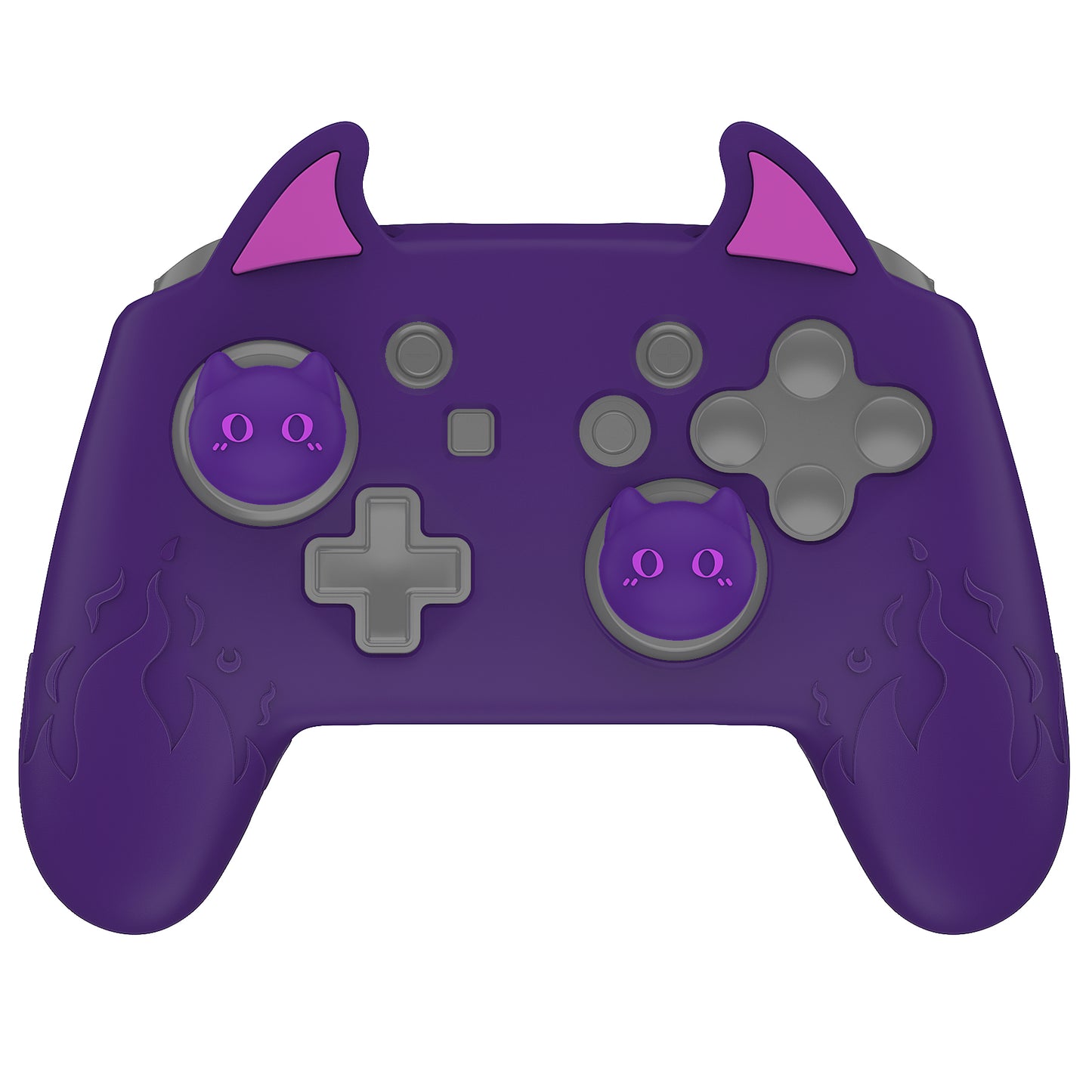 PlayVital Cute Demon Silicone Grip Cover with Thumb Grips and Stickers for Nintendo Switch Pro Controller - Purple PlayVital