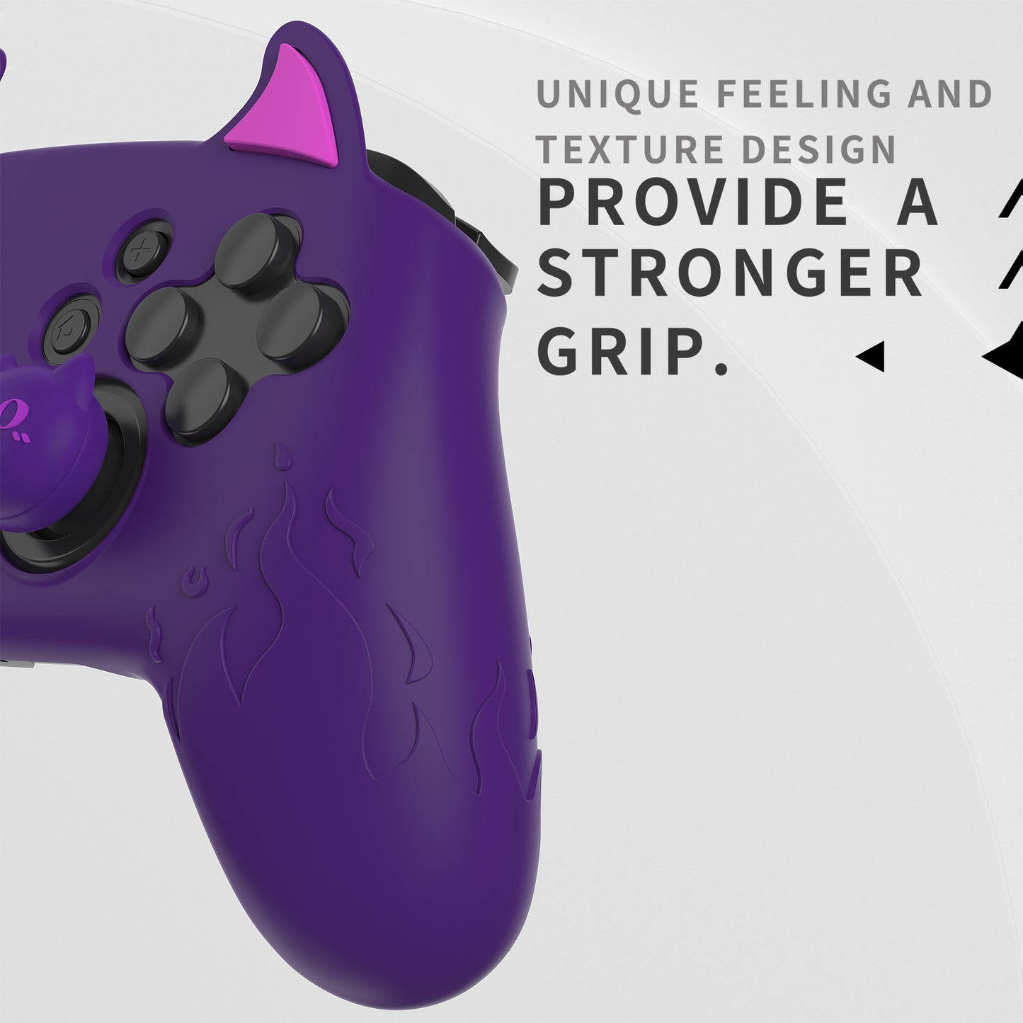 PlayVital Cute Demon Silicone Grip Cover with Thumb Grips and Stickers for Nintendo Switch Pro Controller - Purple PlayVital