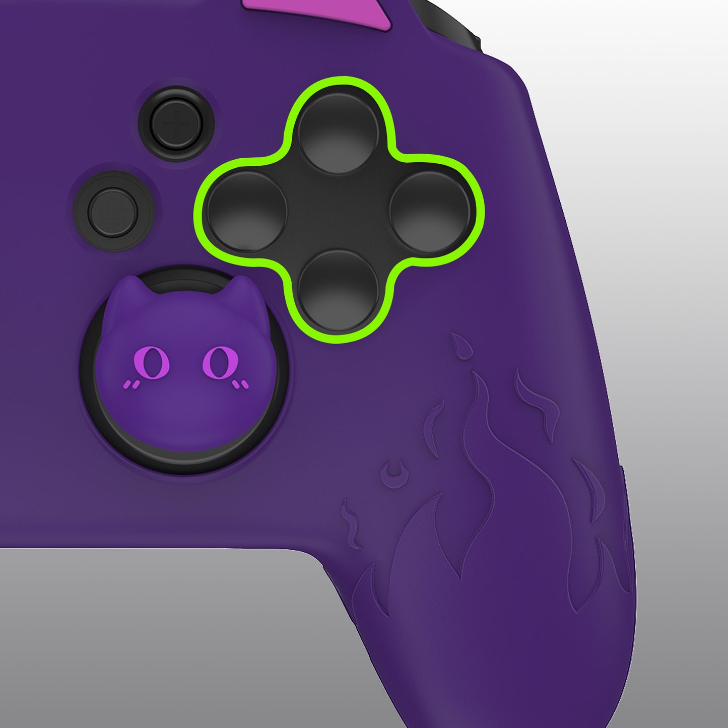 PlayVital Cute Demon Silicone Grip Cover with Thumb Grips and Stickers for Nintendo Switch Pro Controller - Purple PlayVital