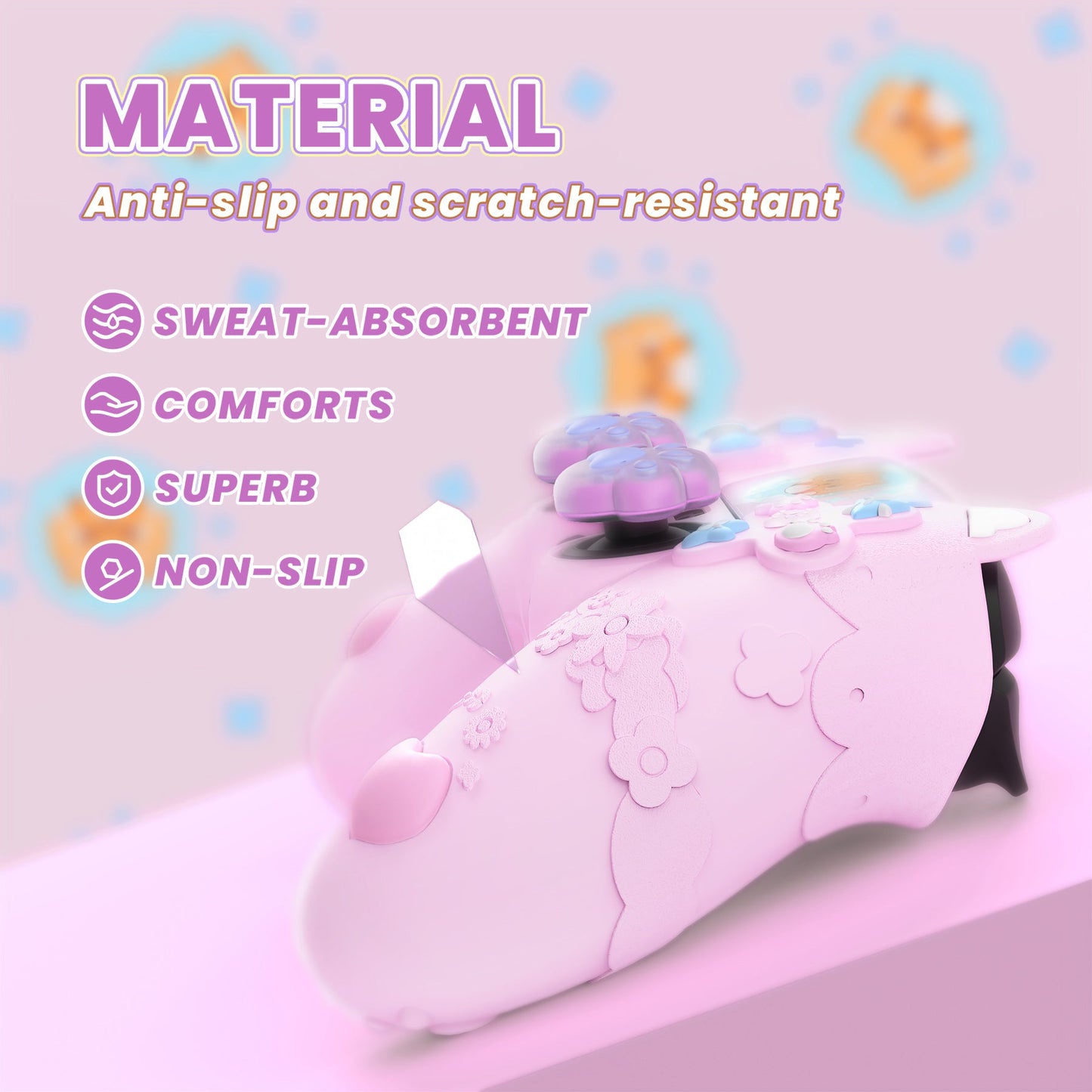 PlayVital Cute Spring Lesser Panda Silicone Cover with Joystick Cap and Sticker for PS5 Controller, Compatible with Charging Station - Cotton Candy Pink PlayVital