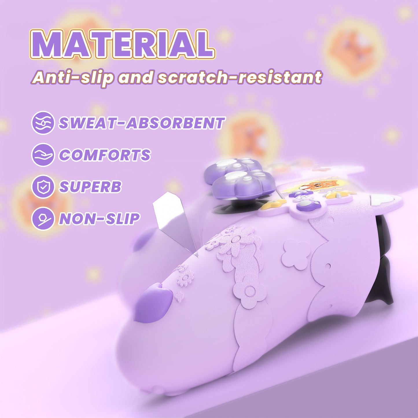PlayVital Cute Spring Lesser Panda Silicone Cover with Joystick Cap and Sticker for PS5 Controller, Compatible with Charging Station - Taro Purple PlayVital