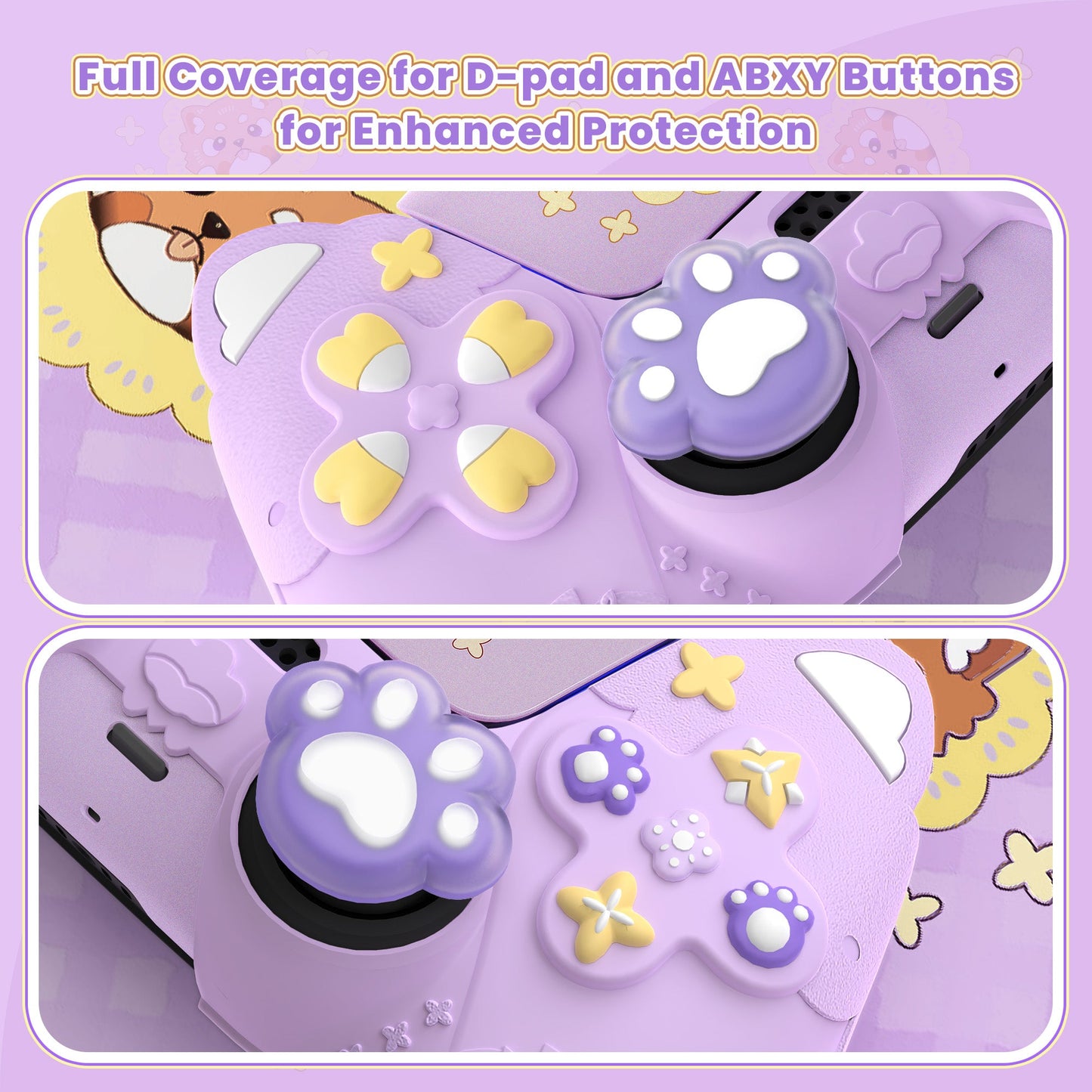 PlayVital Cute Spring Lesser Panda Silicone Cover with Joystick Cap and Sticker for PS5 Controller, Compatible with Charging Station - Taro Purple PlayVital