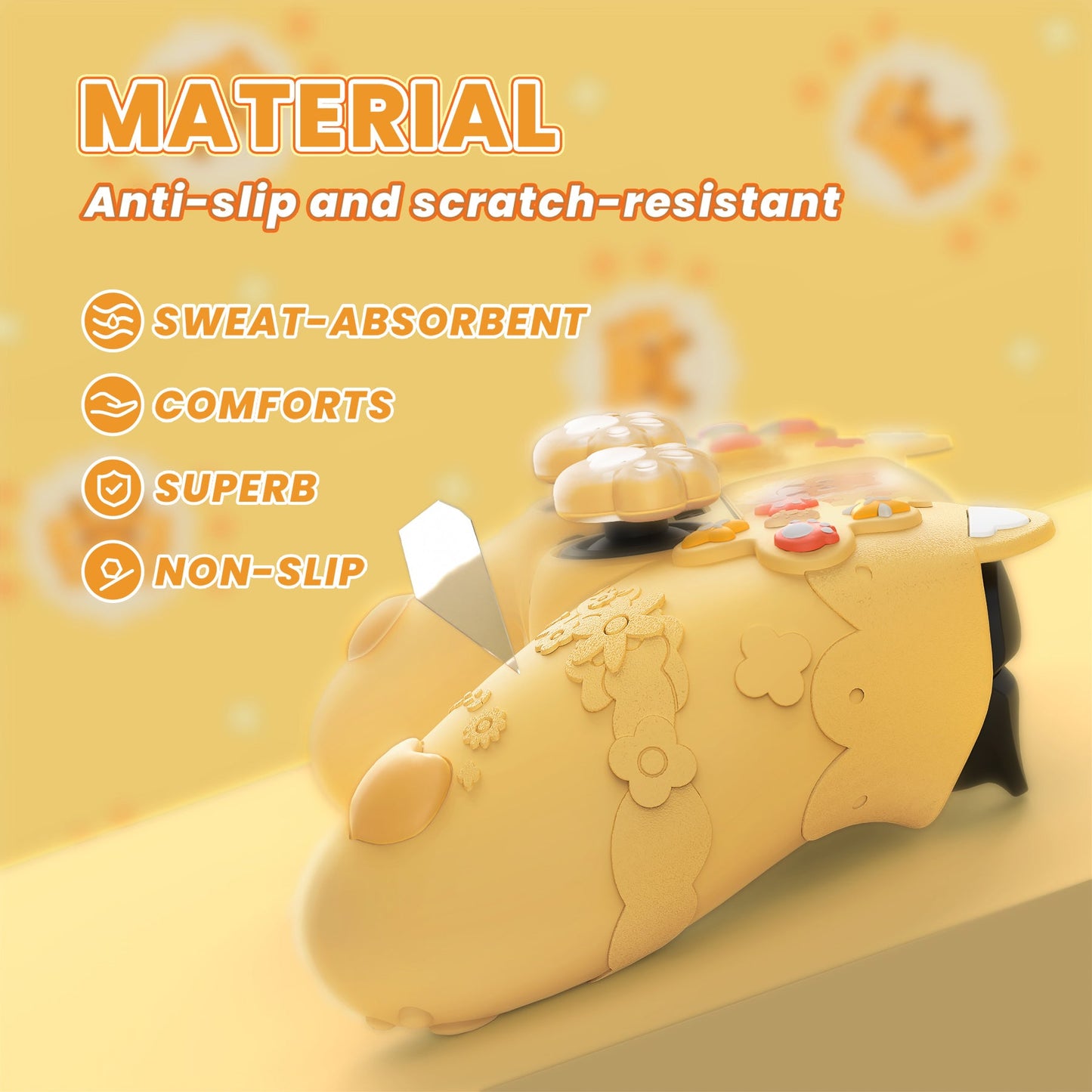 PlayVital Cute Spring Lesser Panda Silicone Cover with Joystick Cap and Sticker for PS5 Controller, Compatible with Charging Station - Warm Yellow PlayVital