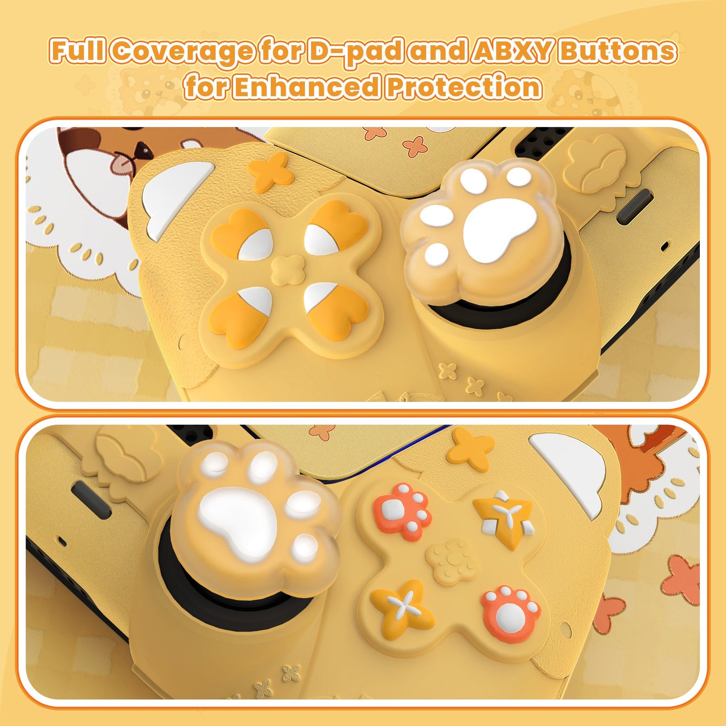 PlayVital Cute Spring Lesser Panda Silicone Cover with Joystick Cap and Sticker for PS5 Controller, Compatible with Charging Station - Warm Yellow PlayVital