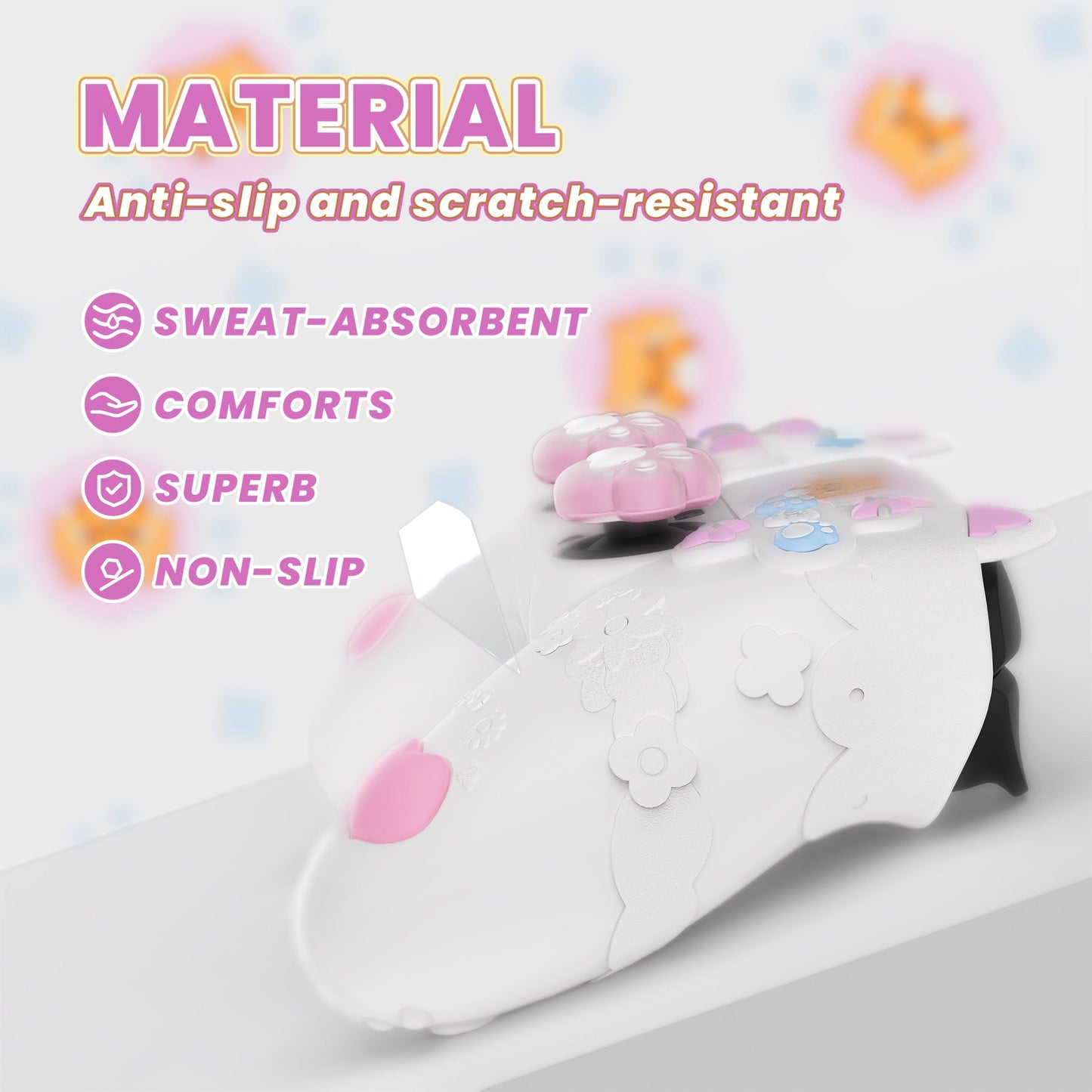 PlayVital Cute Spring Lesser Panda Silicone Cover with Joystick Cap and Sticker for PS5 Controller, Compatible with Charging Station - White PlayVital