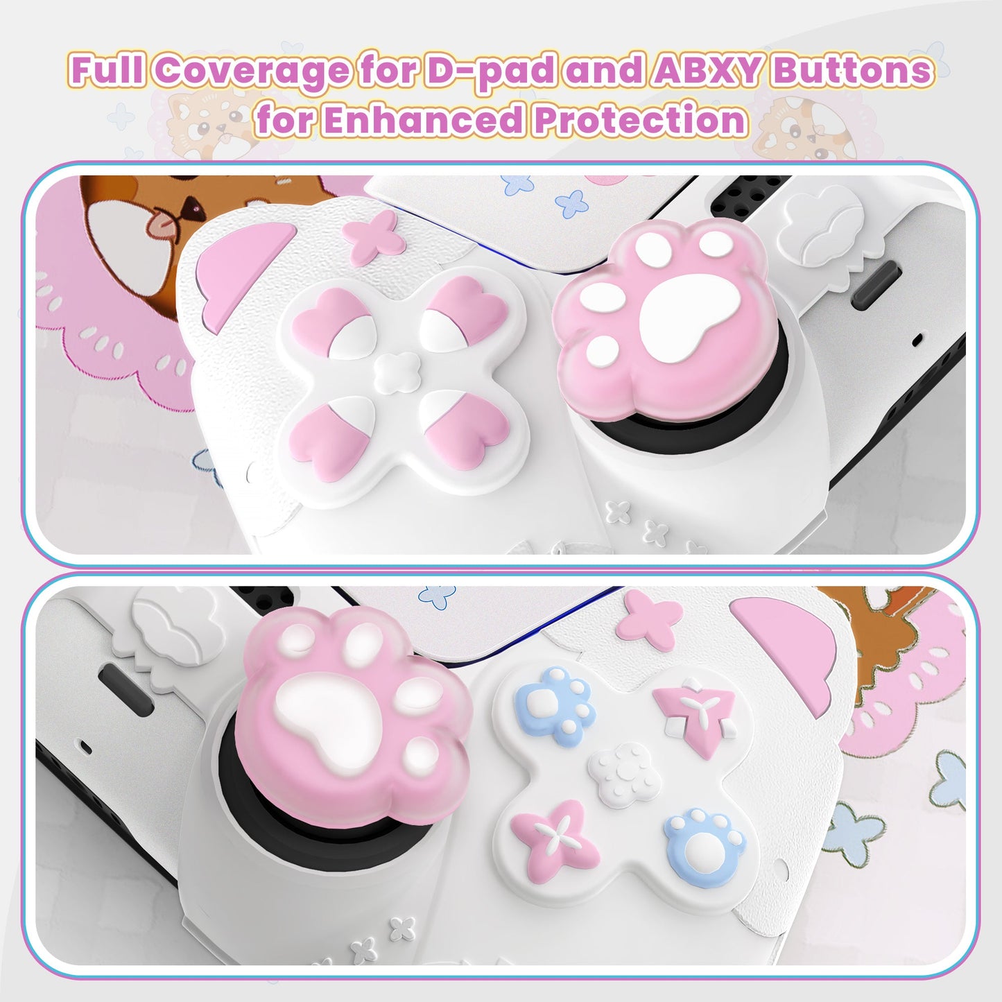 PlayVital Cute Spring Lesser Panda Silicone Cover with Joystick Cap and Sticker for PS5 Controller, Compatible with Charging Station - White PlayVital