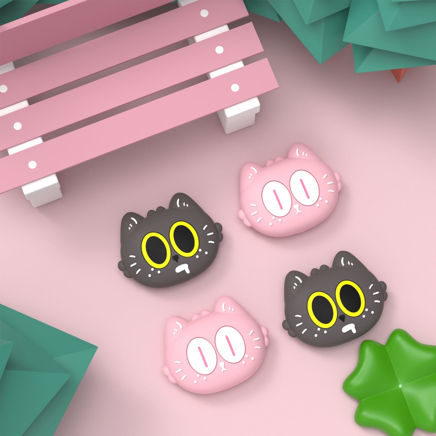 PlayVital Cute Thumb Grip Caps for Nintendo Switch & Switch OLED & Switch Lite - Moonlight Cat playvital