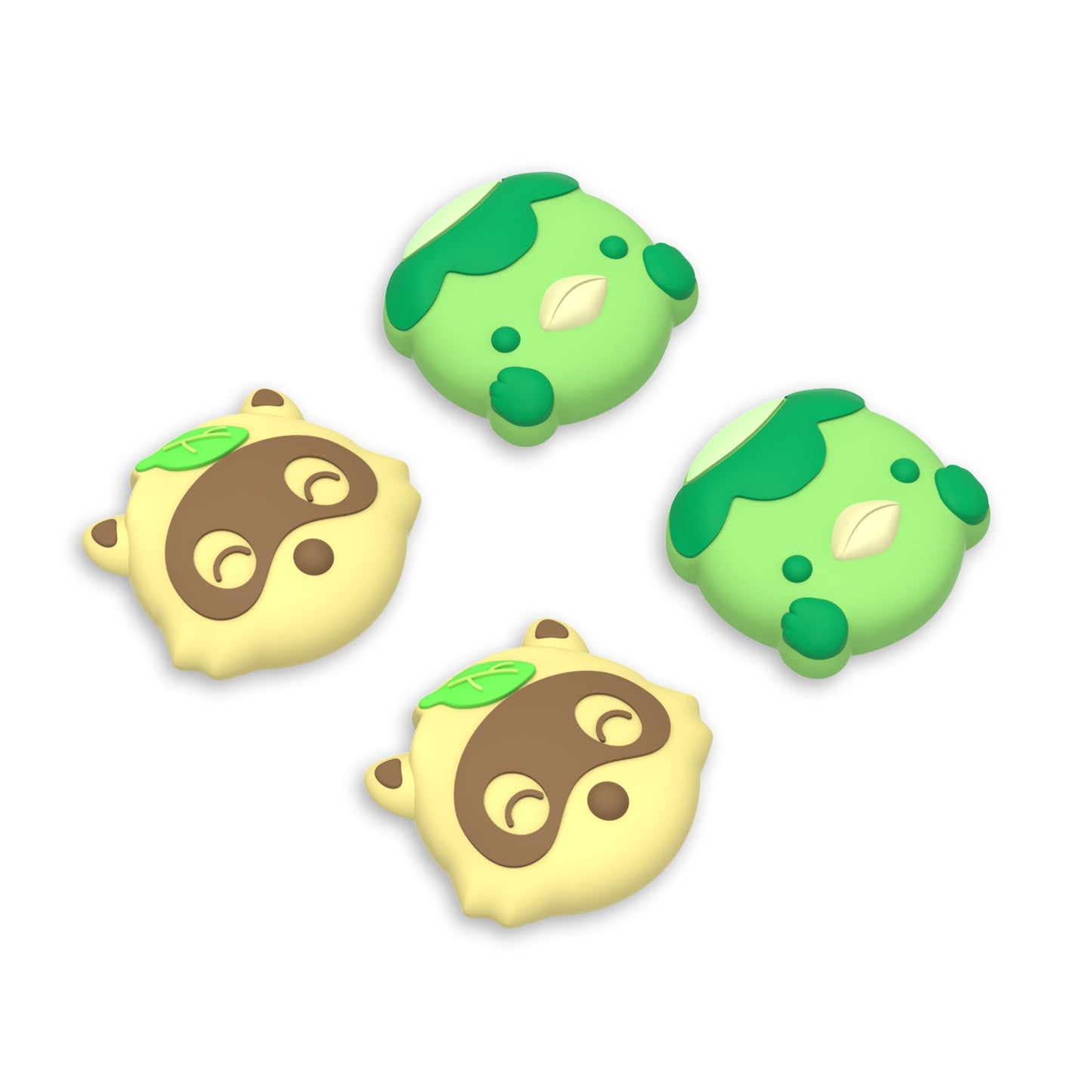 PlayVital Cute Thumb Grip Caps for Nintendo Switch & Switch OLED & Switch Lite - Tanuki & Kappa playvital
