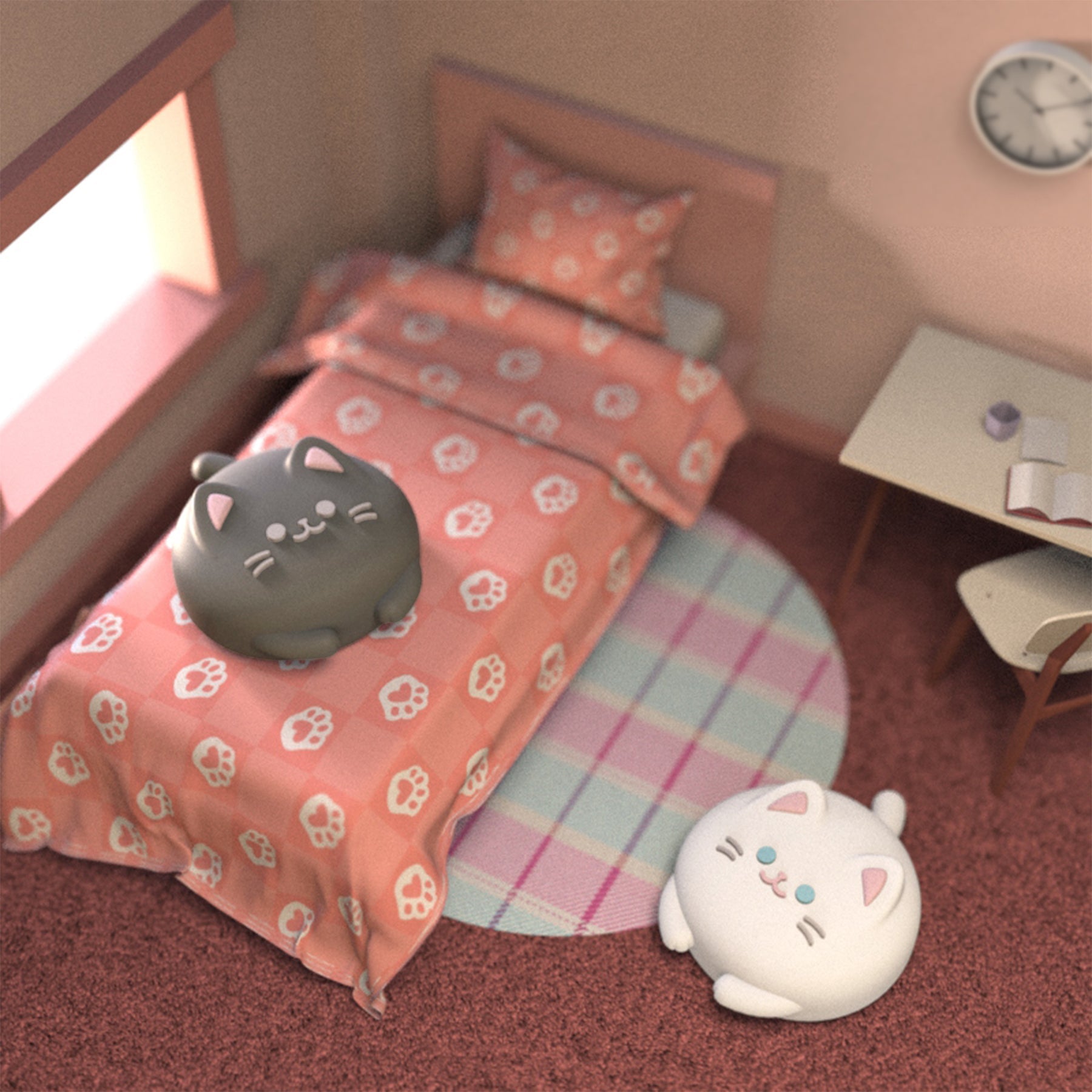 PlayVital Cute Thumb Grip Caps for PS5 & PS4 & Xbox Series X/S & Switch Pro Controller - Cutie Kitty PlayVital