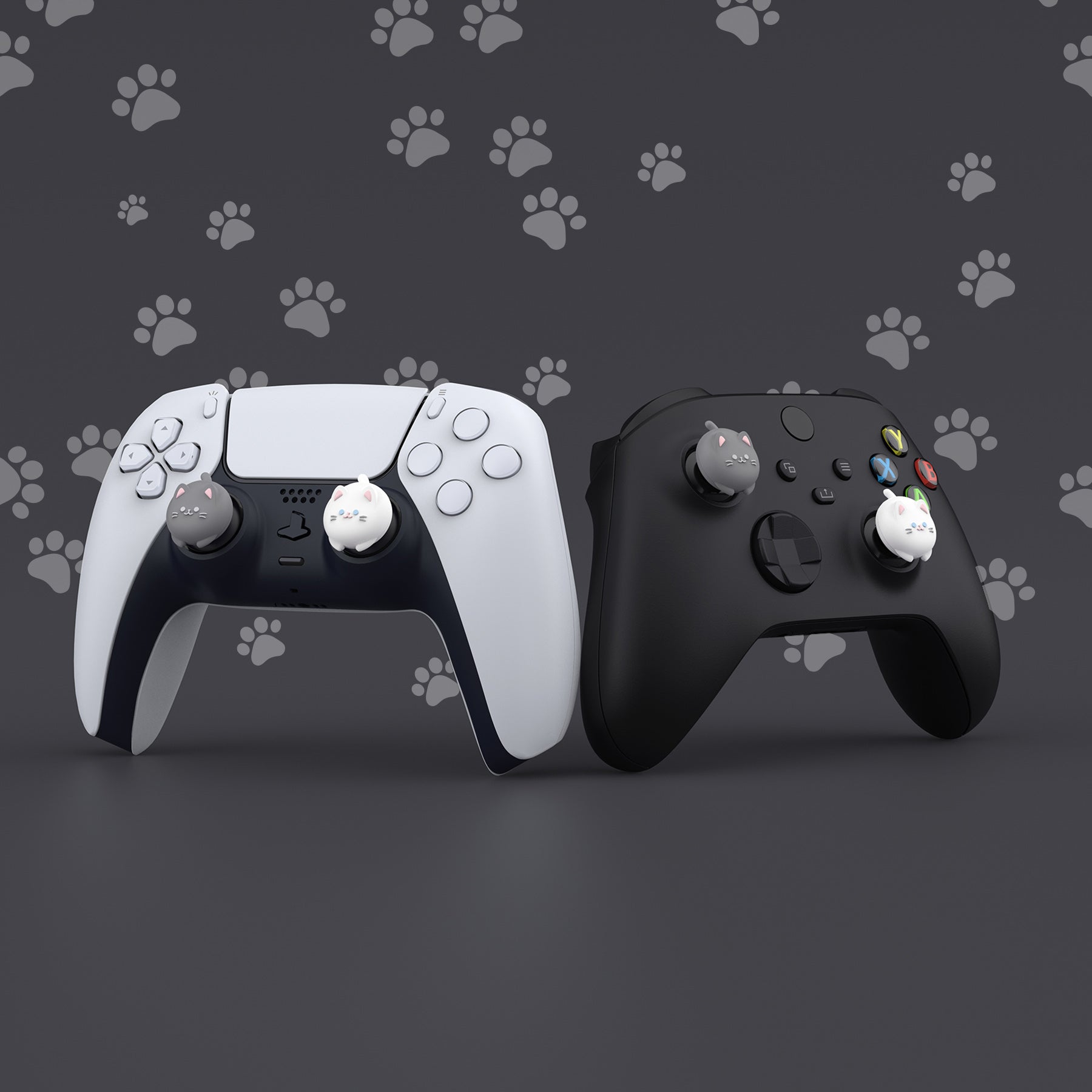 PlayVital Cute Thumb Grip Caps for PS5 & PS4 & Xbox Series X/S & Switch Pro Controller - Cutie Kitty PlayVital