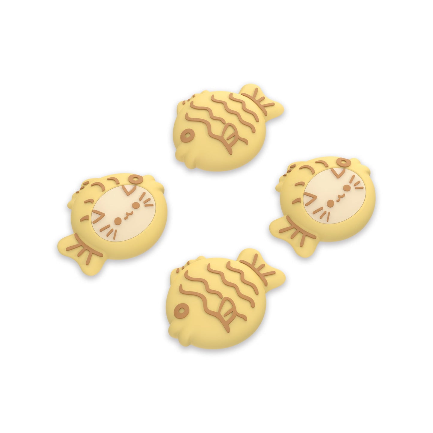 PlayVital Cute Thumb Grip Caps for PS5 & PS4 & Xbox Series X/S & Switch Pro Controller - Taiyaki Kitten PlayVital