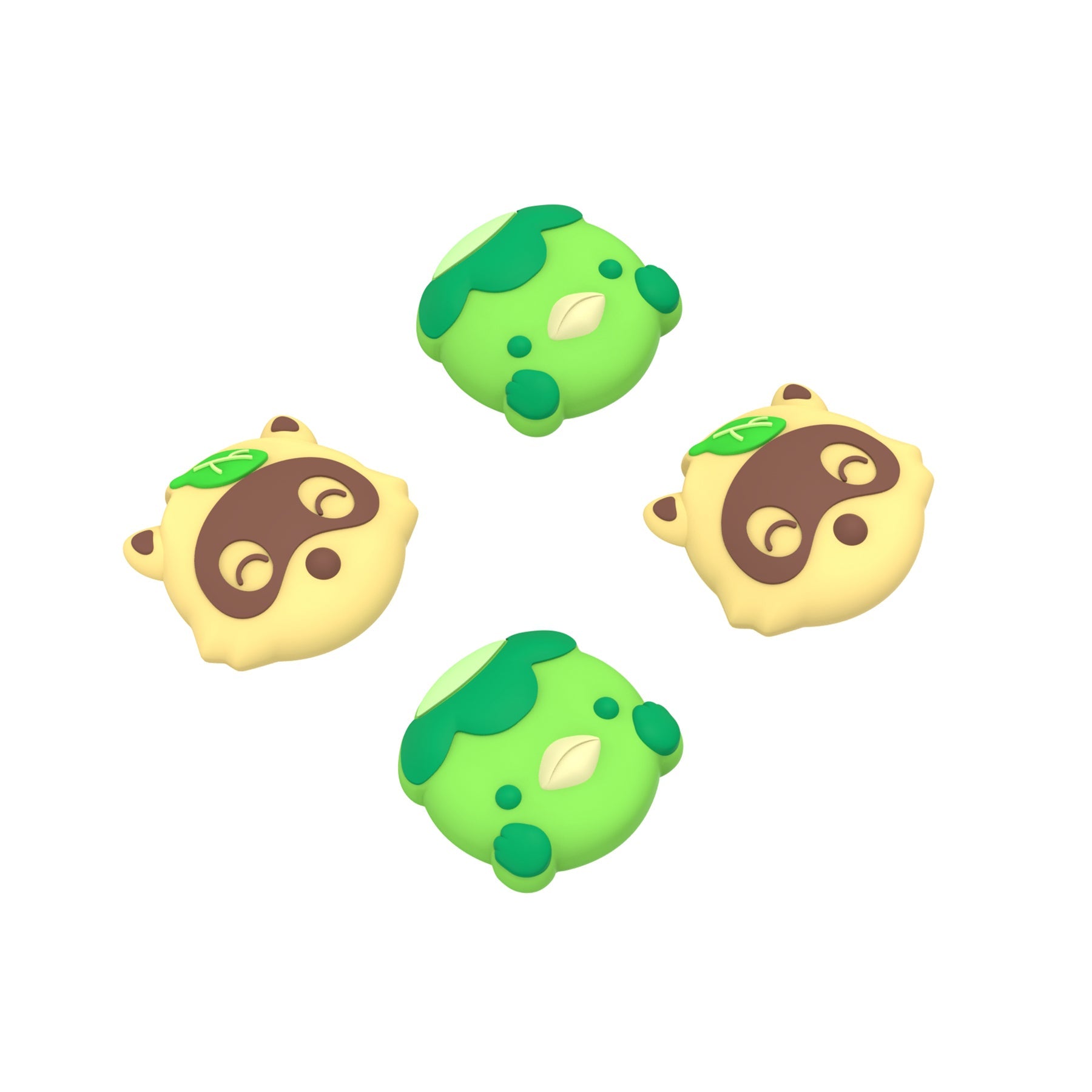 PlayVital Cute Thumb Grip Caps for PS5 & PS4 & Xbox Series X/S & Switch Pro Controller - Tanuki & Kappa PlayVital