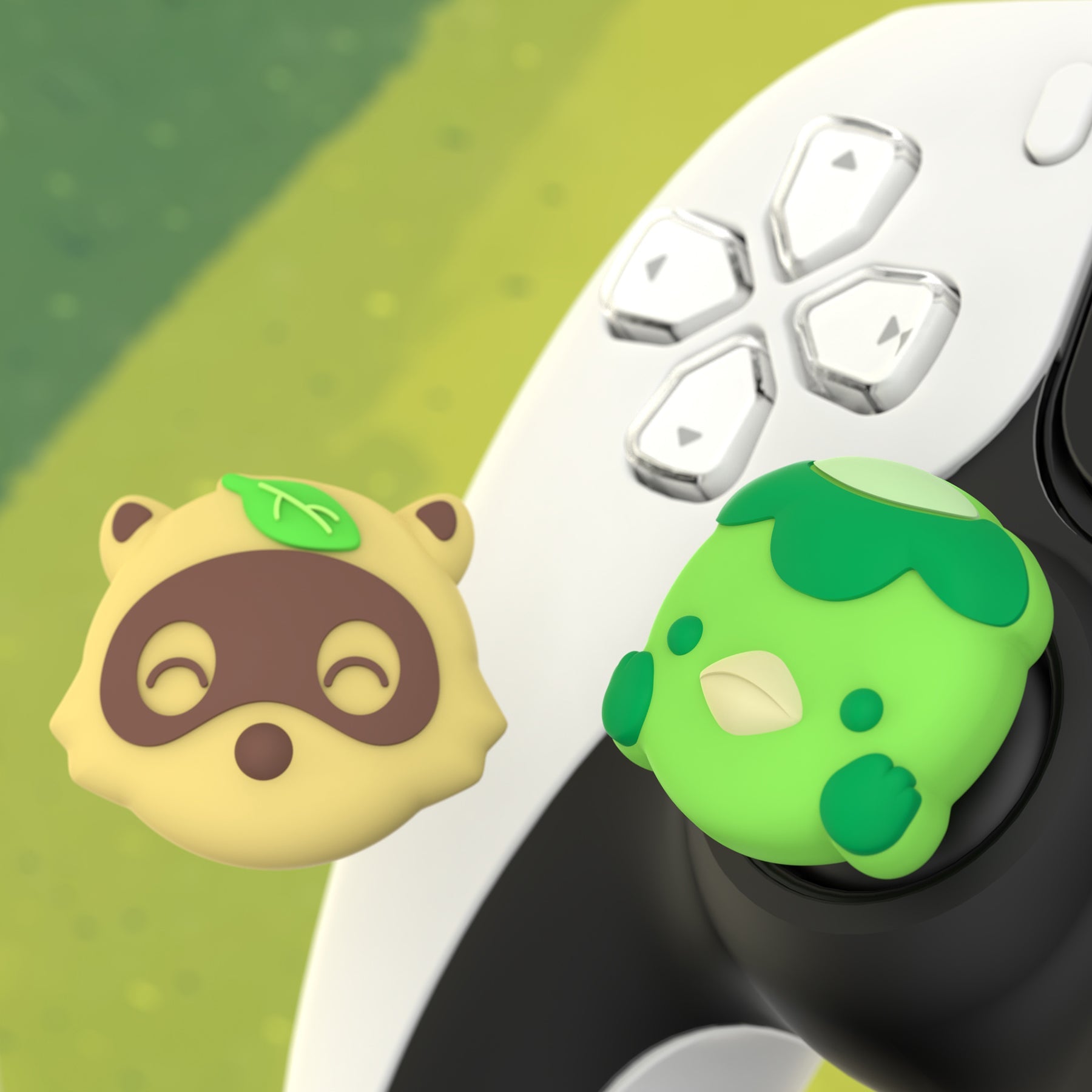 PlayVital Cute Thumb Grip Caps for PS5 & PS4 & Xbox Series X/S & Switch Pro Controller - Tanuki & Kappa PlayVital