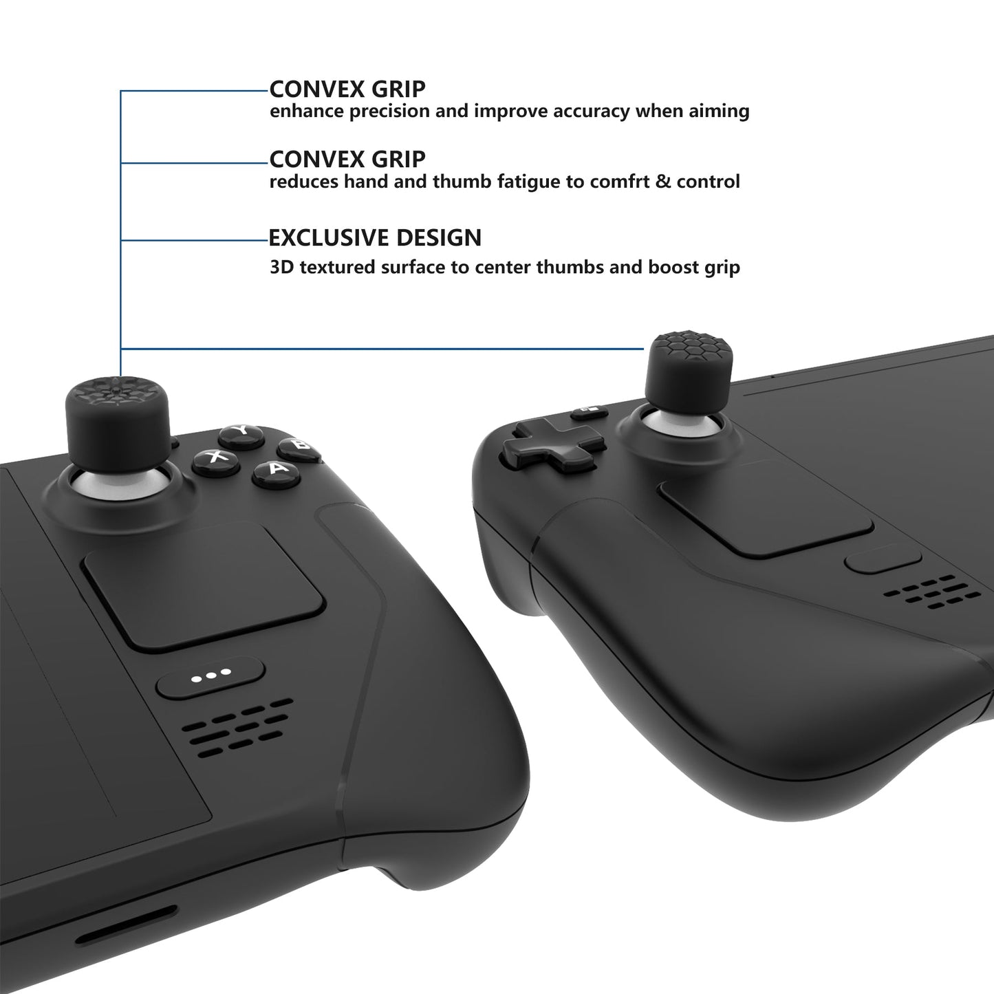 PlayVital Diamond Grain & Crack Bomb Design Ergonomic Stick Caps Thumb Grips for Steam Deck LCD & OLED, for PS Portal Remote Player - Black PlayVital