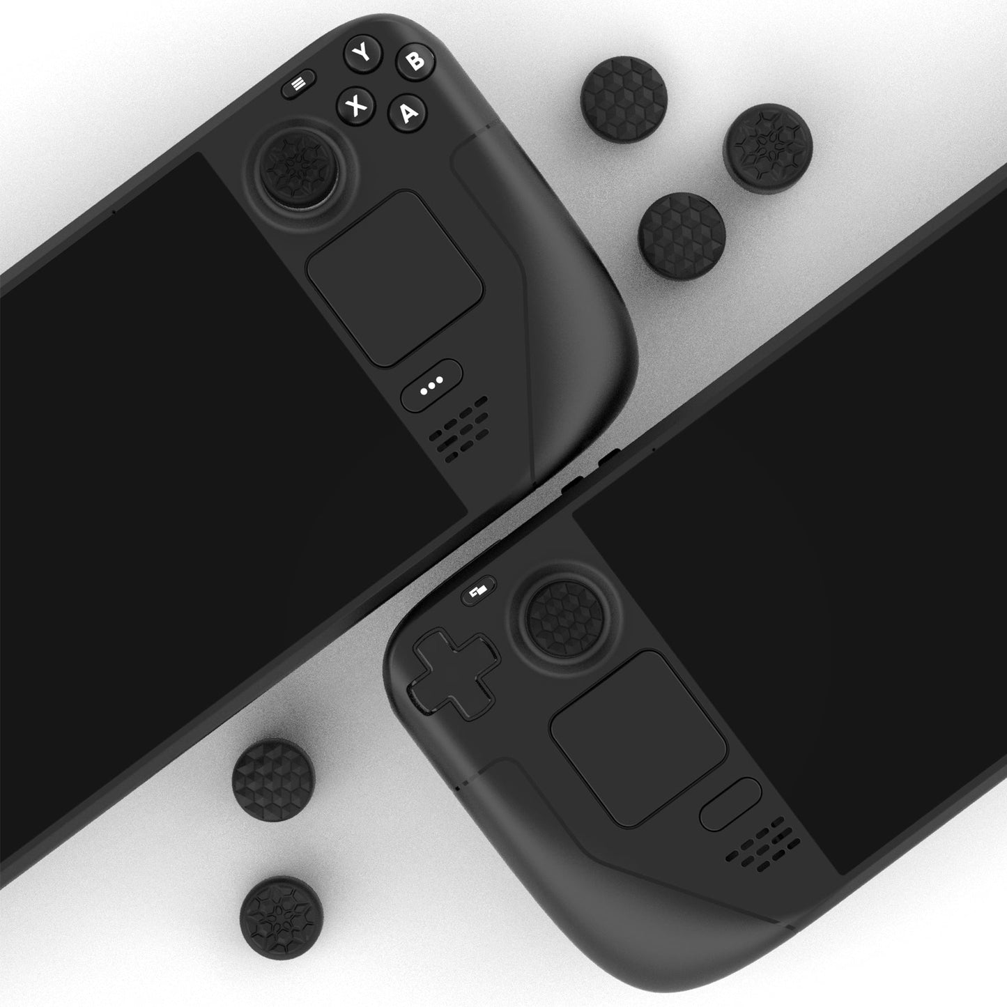 PlayVital Diamond Grain & Crack Bomb Design Ergonomic Stick Caps Thumb Grips for Steam Deck LCD & OLED, for PS Portal Remote Player - Black PlayVital