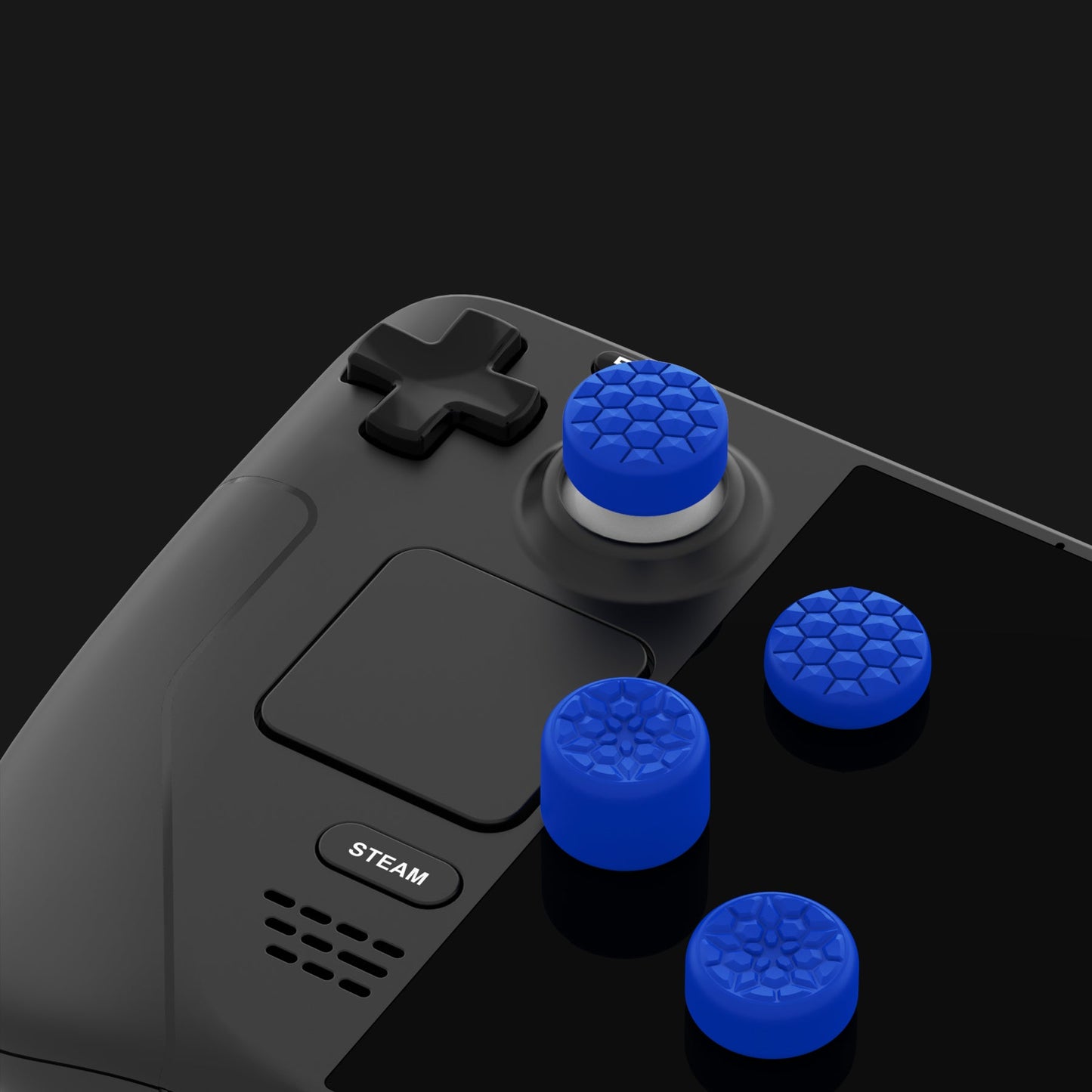 PlayVital Diamond Grain & Crack Bomb Design Ergonomic Stick Caps Thumb Grips for Steam Deck LCD & OLED, for PS Portal Remote Player - Blue PlayVital