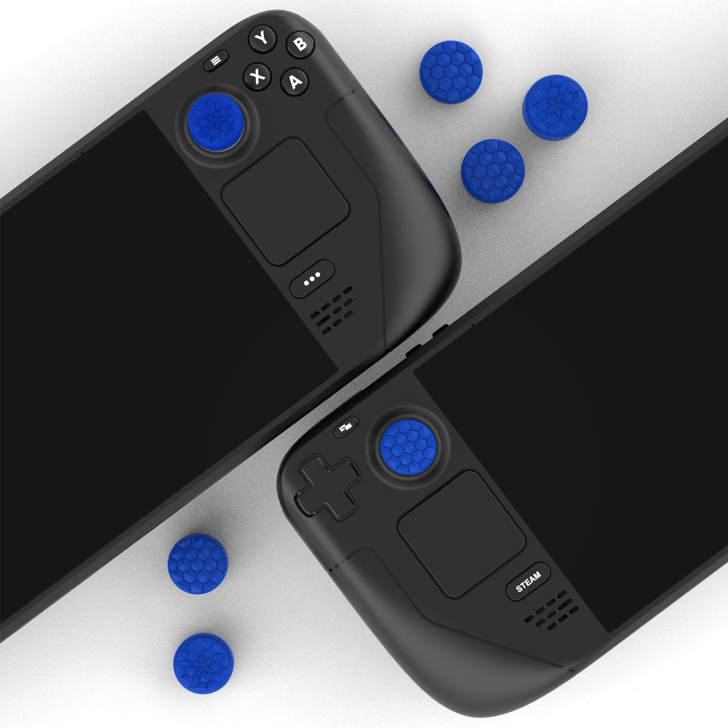 PlayVital Diamond Grain & Crack Bomb Design Ergonomic Stick Caps Thumb Grips for Steam Deck LCD & OLED, for PS Portal Remote Player - Blue PlayVital