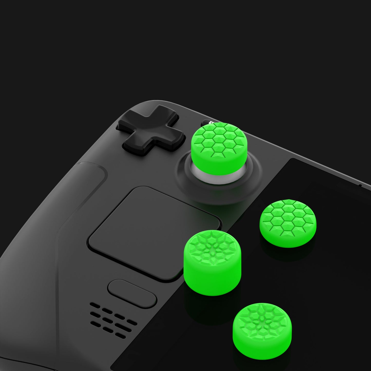 PlayVital Diamond Grain & Crack Bomb Design Ergonomic Stick Caps Thumb Grips for Steam Deck LCD & OLED, for PS Portal Remote Player - Green PlayVital