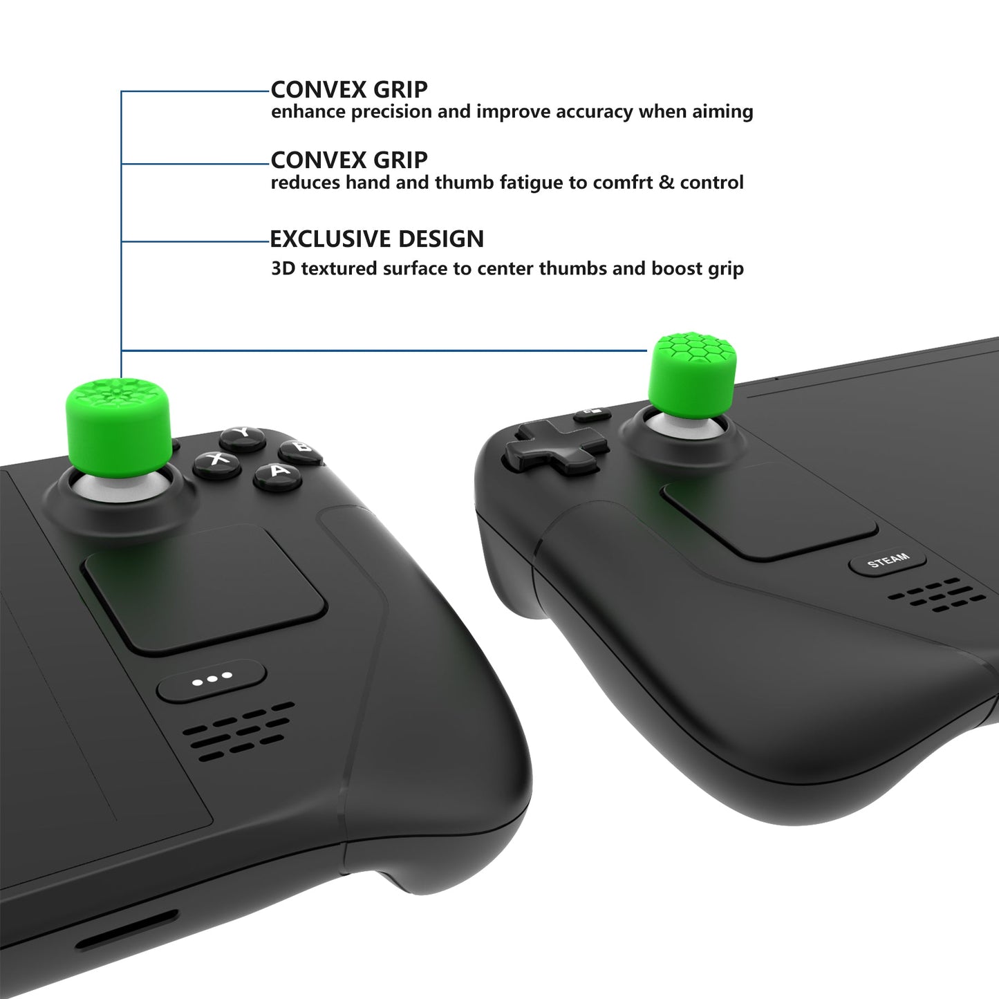 PlayVital Diamond Grain & Crack Bomb Design Ergonomic Stick Caps Thumb Grips for Steam Deck LCD & OLED, for PS Portal Remote Player - Green PlayVital